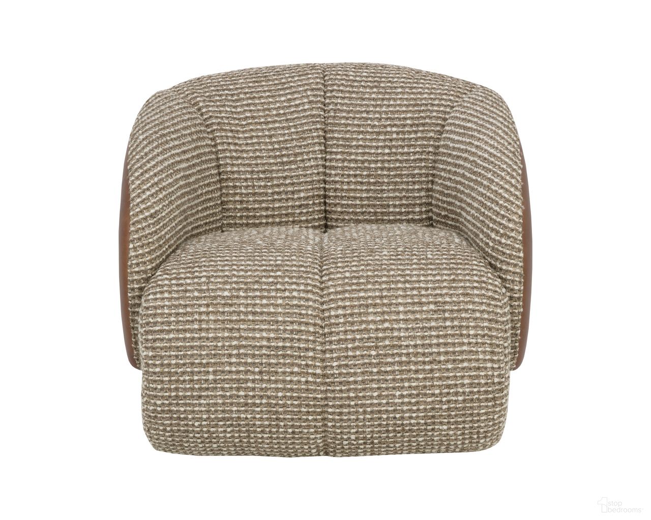 Camie Swivel Lounge Chair In Meringue and Cognac