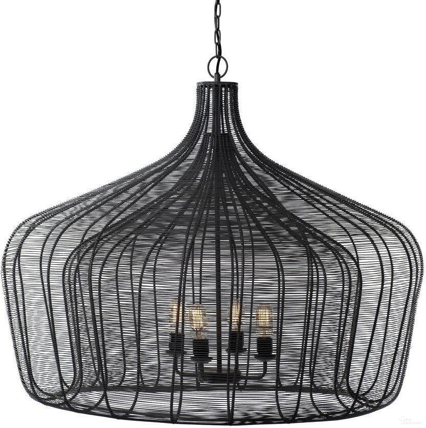 Camila Black Metal Mesh-Style Four Bulb Chandelier