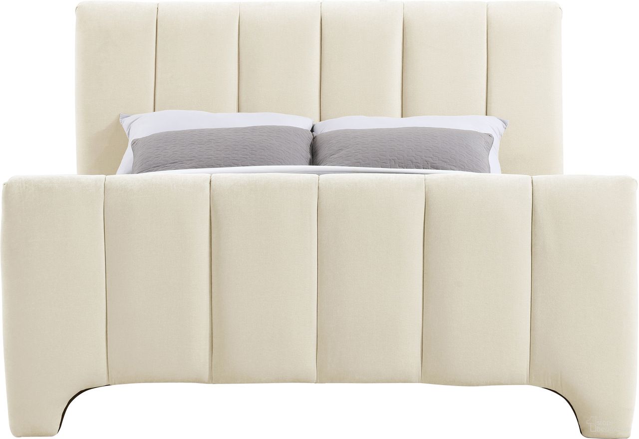 Camila Chenille Fabric Full Bed In Beige Chenille