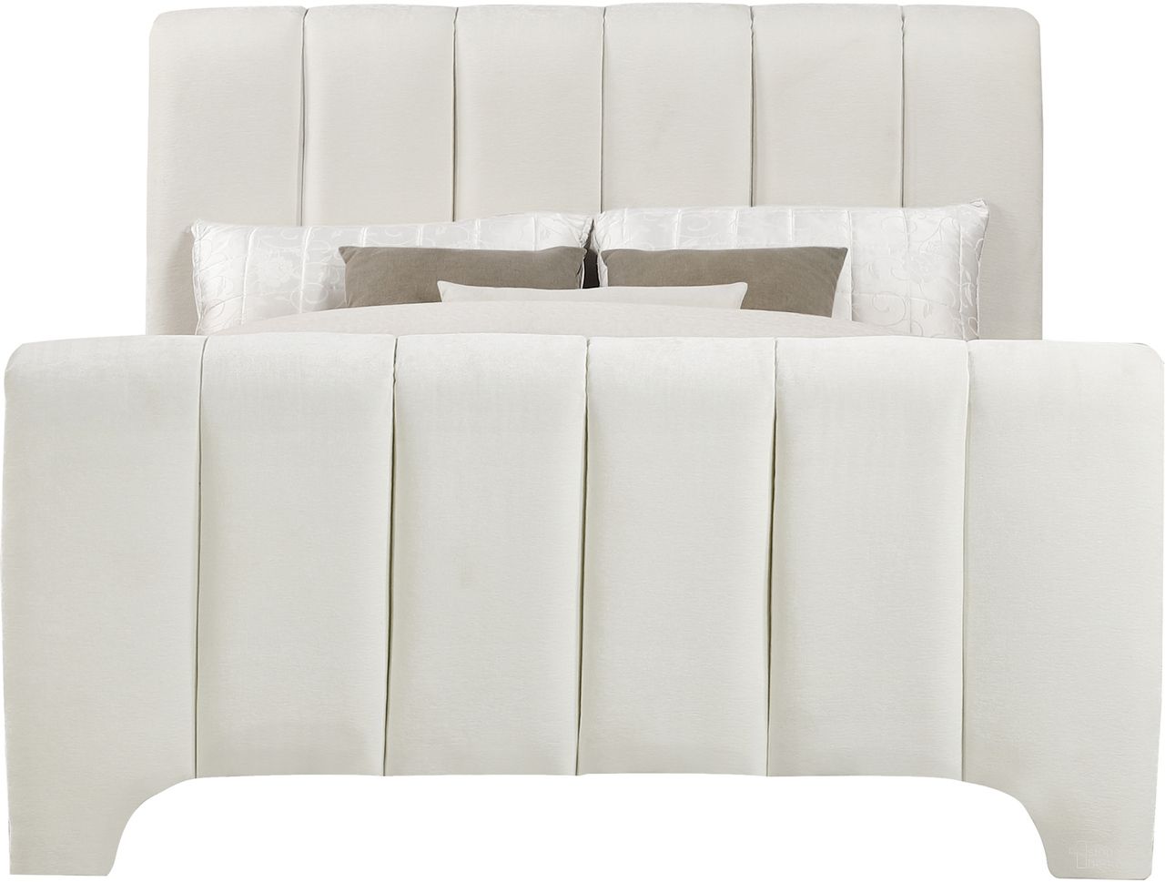 Camila Chenille Fabric Full Bed In Cream Chenille