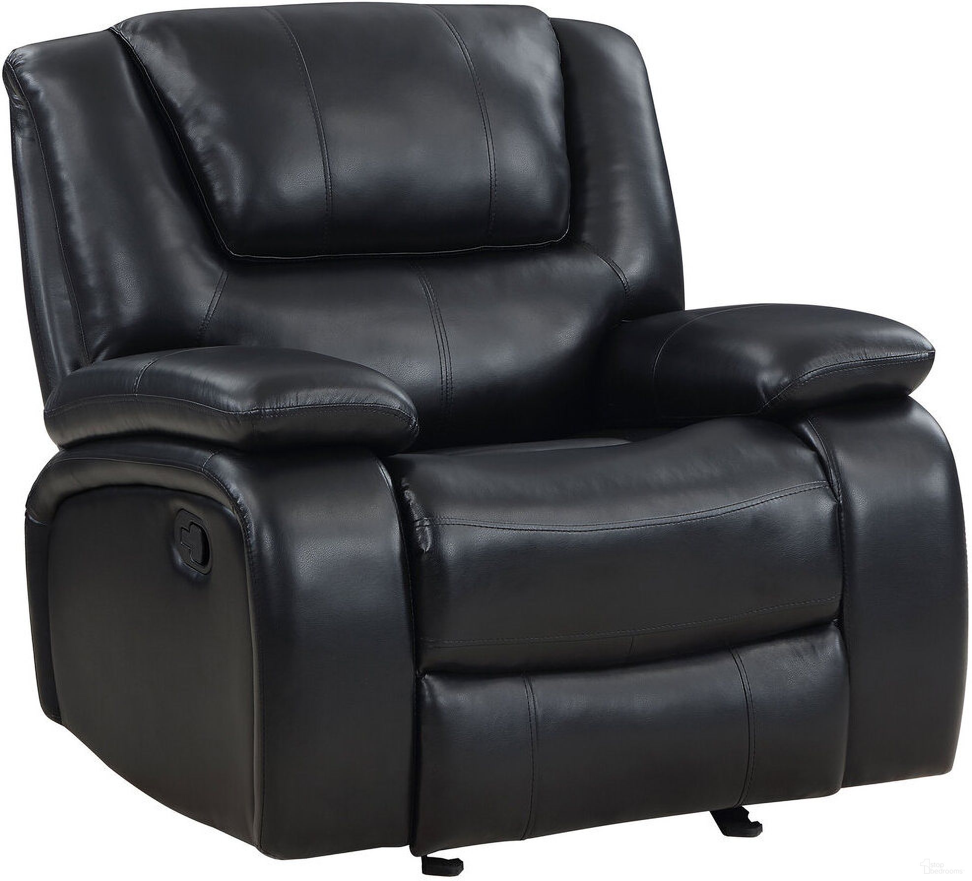 The appearance of Camila Upholstered Glider Recliner Chair Black designed by Coaster in the transitional interior design. This black piece of furniture was selected by 1StopBedrooms from Camila Collection to add a touch of cosiness and style into your home. Sku: 610246. Material: Upholstered.