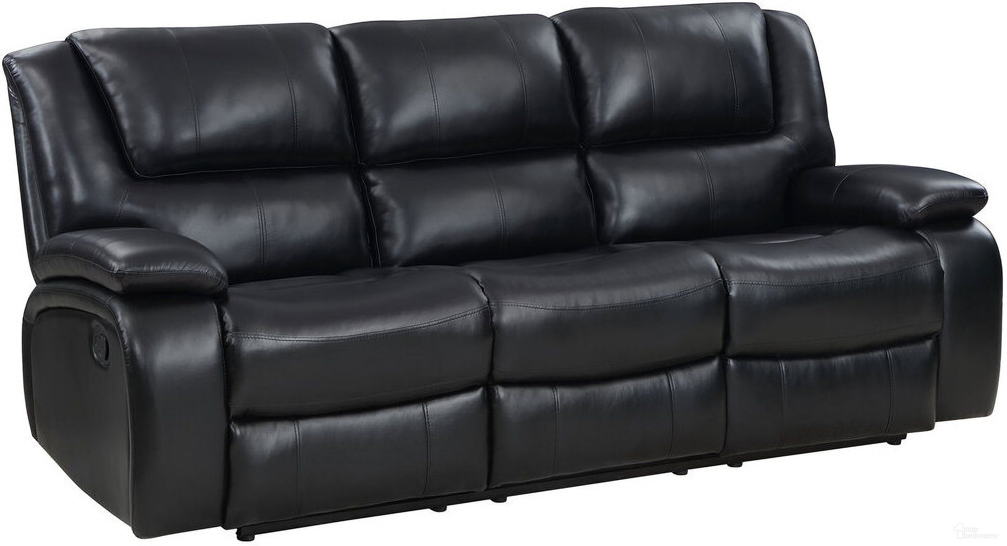 The appearance of Camila Upholstered Motion Reclining Sofa Black designed by Coaster in the transitional interior design. This black piece of furniture was selected by 1StopBedrooms from Camila Collection to add a touch of cosiness and style into your home. Sku: 610244. Material: Upholstered.