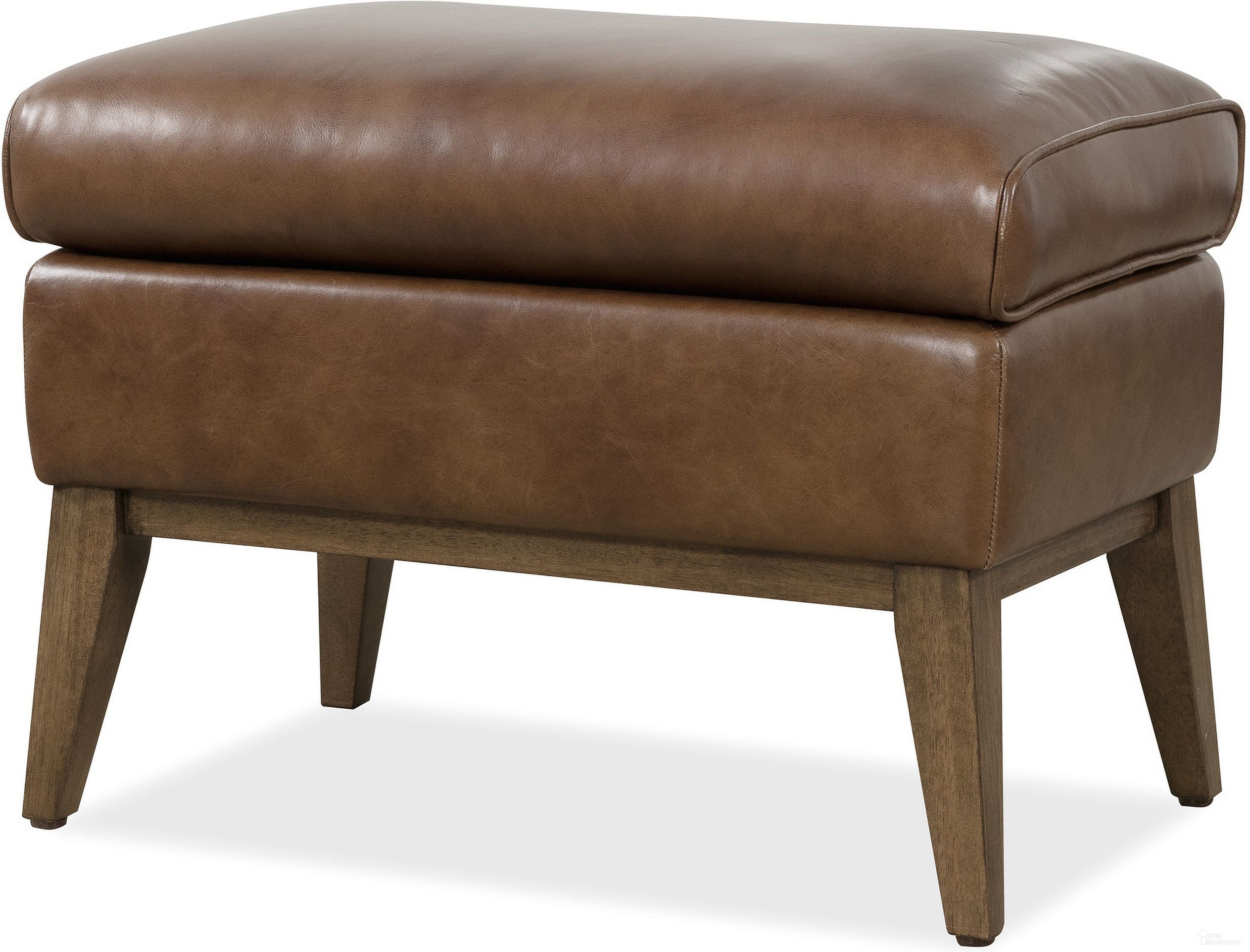 The appearance of Camille Ottoman In Brown designed by Hooker in the transitional interior design. This brown piece of furniture  was selected by 1StopBedrooms from Camille Collection to add a touch of cosiness and style into your home. Sku: CC237-OT-086. Material: Leather.