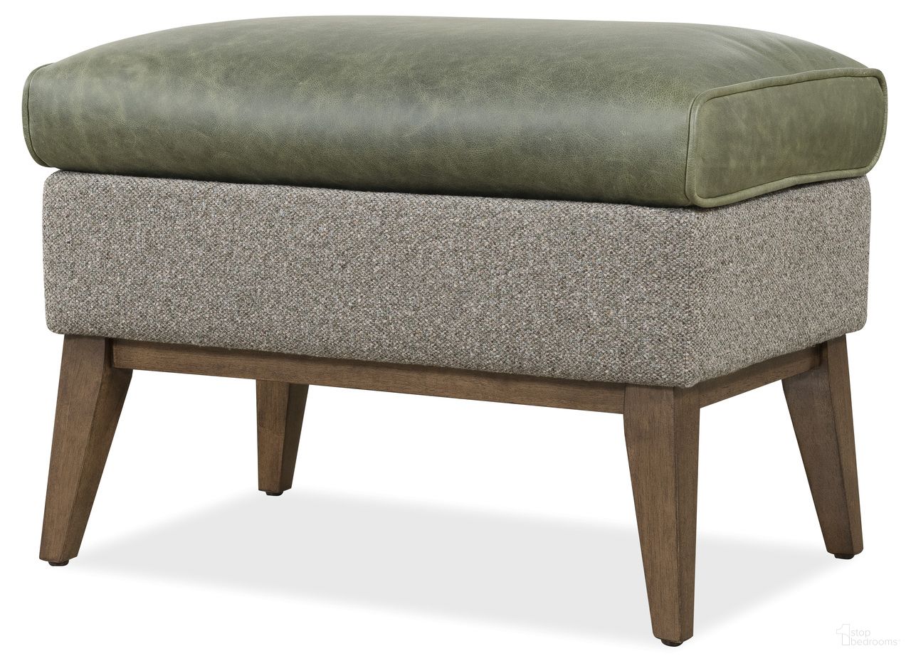 The appearance of Camille Ottoman In Green designed by Hooker in the transitional interior design. This green piece of furniture  was selected by 1StopBedrooms from Camille Collection to add a touch of cosiness and style into your home. Sku: CC237-OT-026. Material: Leather.