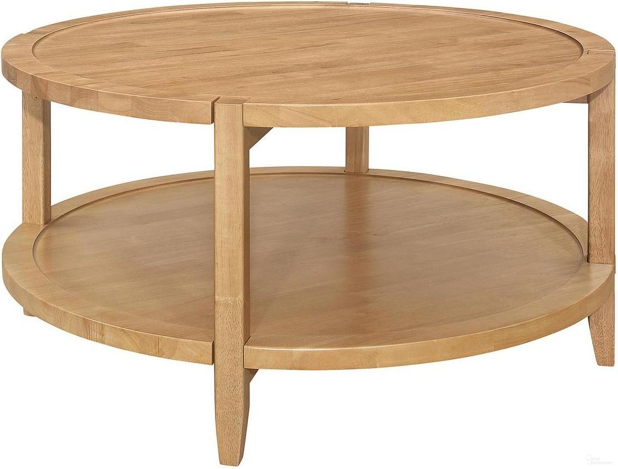The appearance of Camillo Round Solid Wood Coffee Table In Maple Brown designed by Coaster in the transitional interior design. This maple brown piece of furniture  was selected by 1StopBedrooms from Camillo Collection to add a touch of cosiness and style into your home. Sku: 709698. Material: Wood.