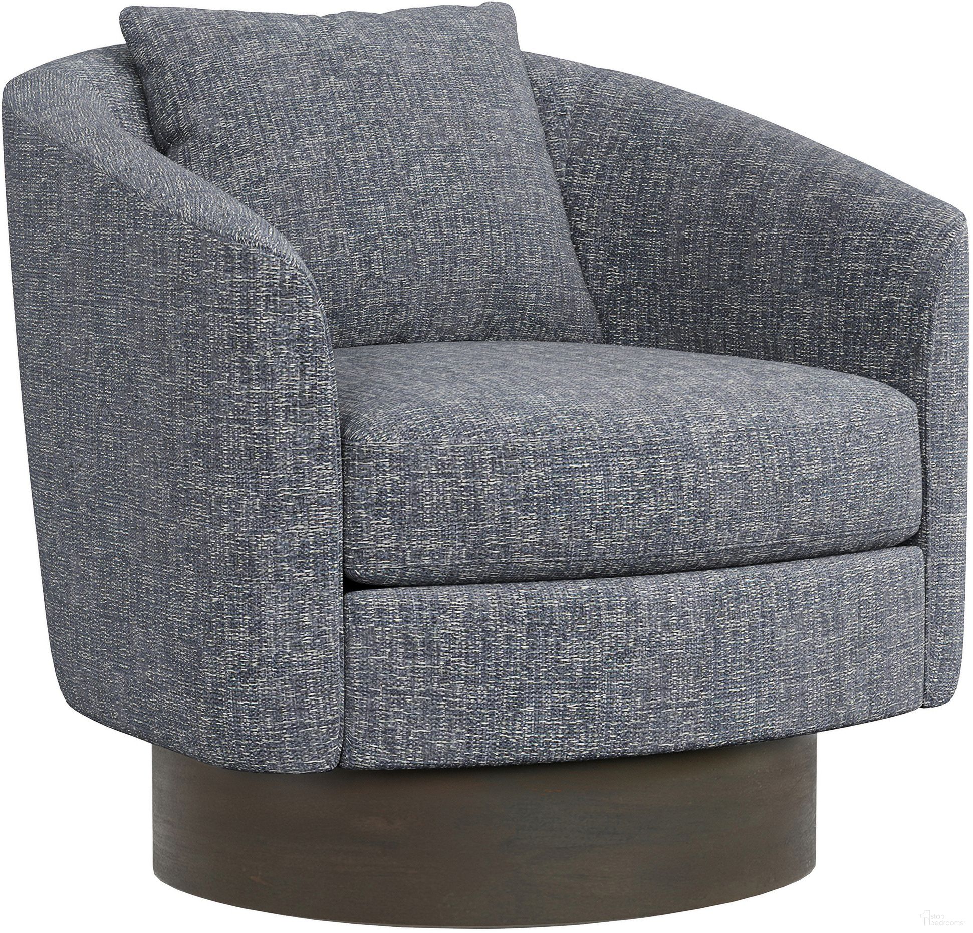 The appearance of Camino Chenille Fabric Swivel Chair In Grey designed by Bernhardt in the modern / contemporary interior design. This grey chenille piece of furniture  was selected by 1StopBedrooms from Camino Collection to add a touch of cosiness and style into your home. Sku: N5712S_5533-011. Material: Wood. Upholstery Material: Chenille.
