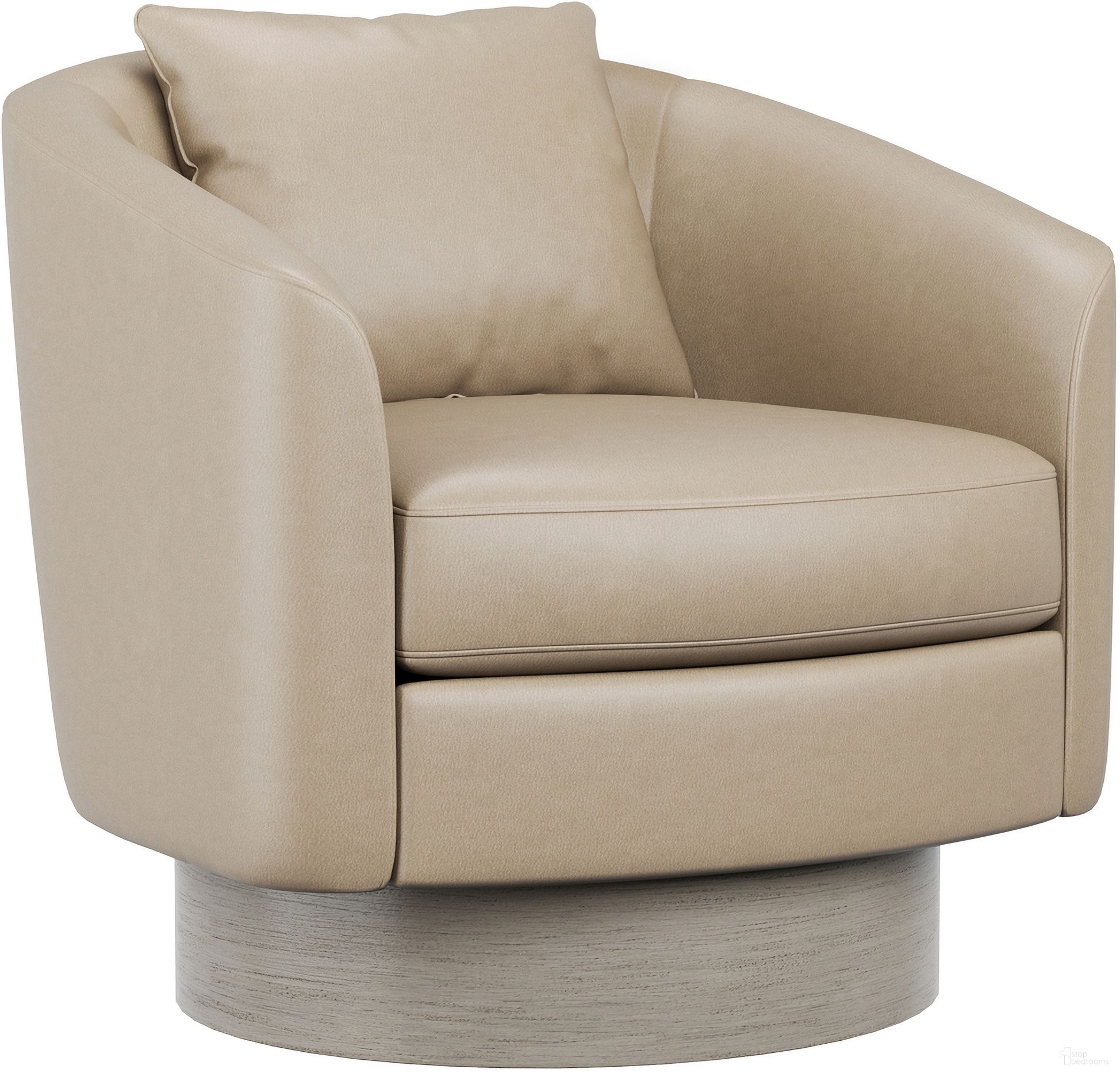 The appearance of Camino Leather Swivel Chair In Taupe designed by Bernhardt in the modern / contemporary interior design. This taupe leather piece of furniture was selected by 1StopBedrooms from Camino Collection to add a touch of cosiness and style into your home. Sku: N5712SL_202-202. Material: Wood. Upholstery Material: Leather.
