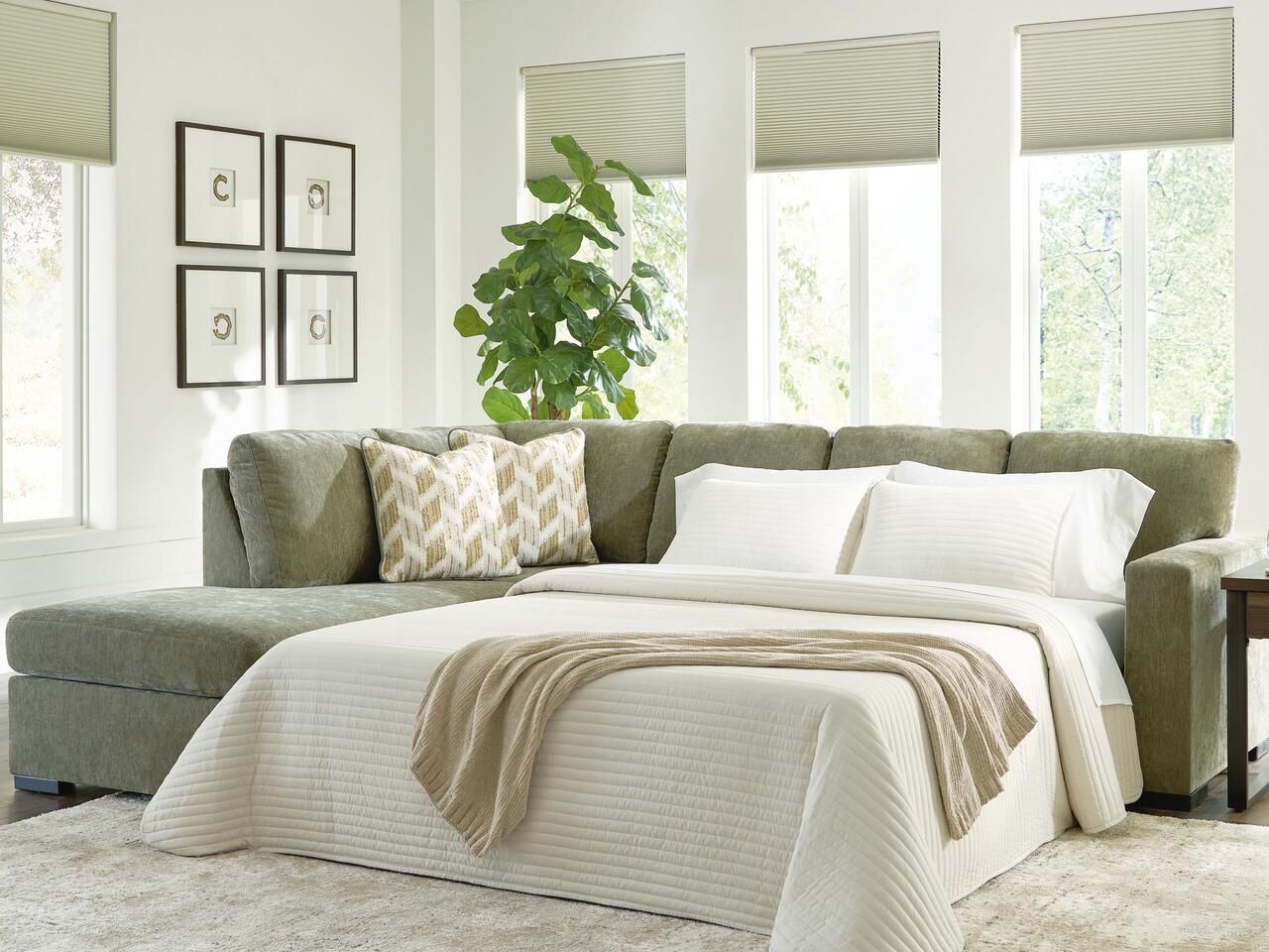 Camparia 2-Piece Sleeper Sectional with Chaise In Moss