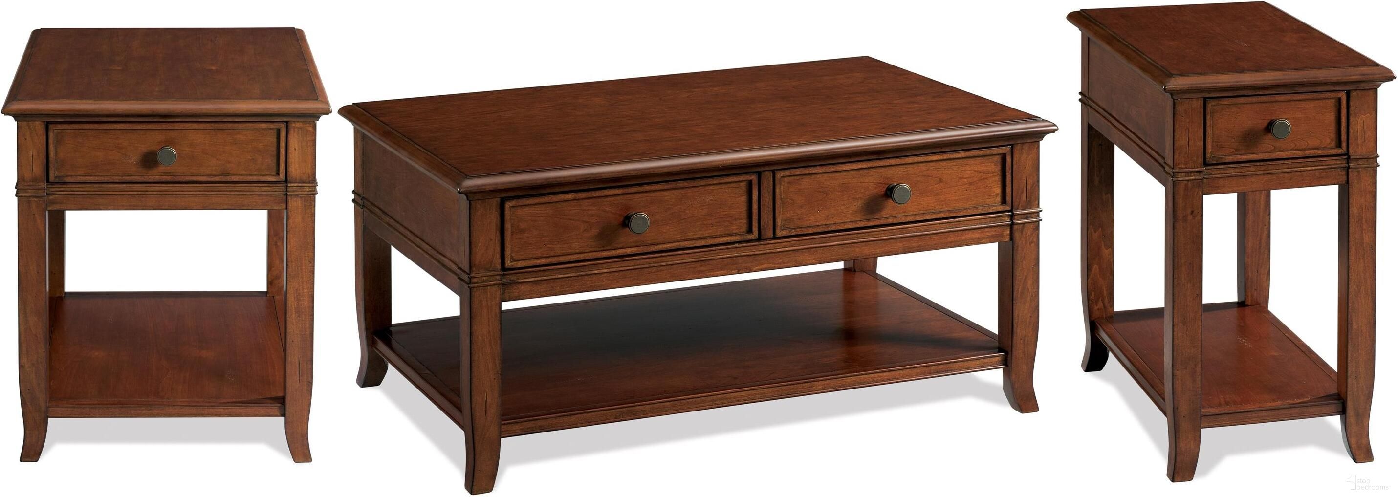 The appearance of Campbell Burnished Cherry End Table designed by Riverside Furniture in the transitional interior design. This brown piece of furniture  was selected by 1StopBedrooms from Campbell Collection to add a touch of cosiness and style into your home. Sku: 51709. Material: Wood.