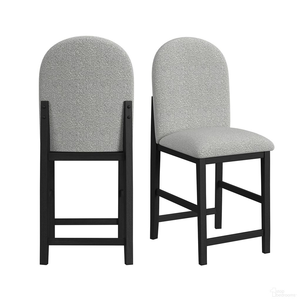 The appearance of Canal Round Back Barstool with Fabric Set of 2 In Black and Grey designed by Picket House in the modern / contemporary interior design. This black/grey piece of furniture was selected by 1StopBedrooms from Canal Collection to add a touch of cosiness and style into your home. Sku: D-1710-8-BST2. Material: Polyester.