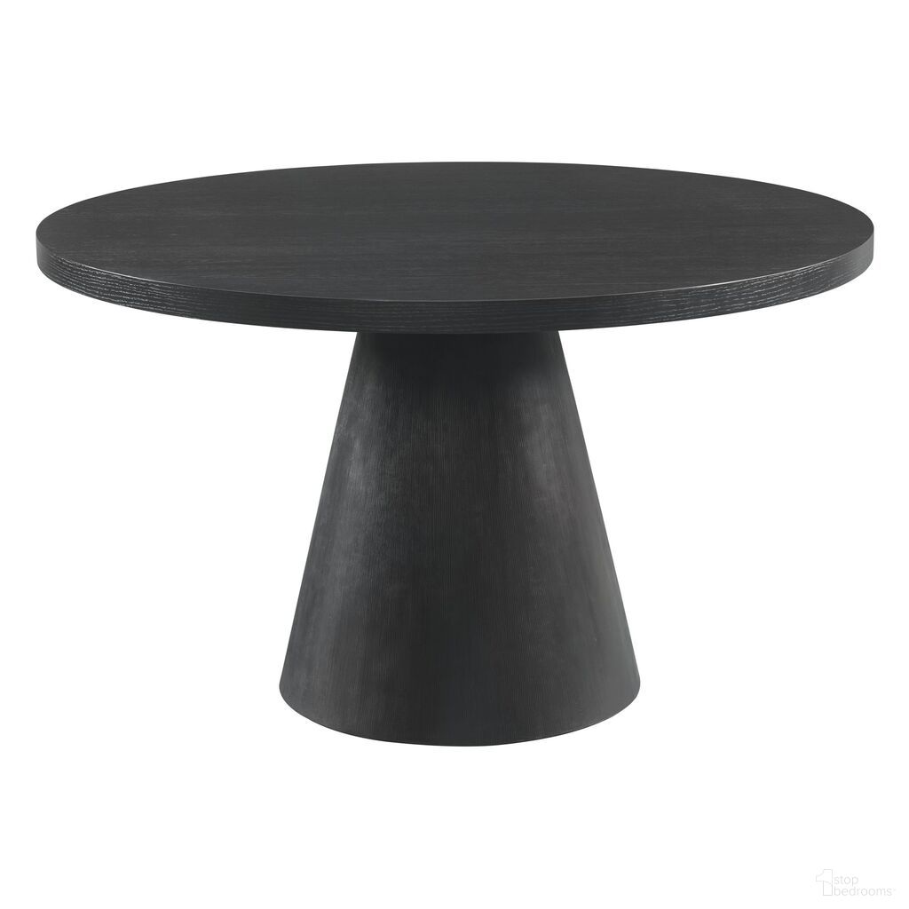 The appearance of Canal Round Dining Table In Black designed by Picket House in the modern / contemporary interior design. This black piece of furniture was selected by 1StopBedrooms from Canal Collection to add a touch of cosiness and style into your home. Sku: D-1710-8-DTT;D-1710-8-DTB. Table Base Style: Pedestal. Table Top Shape: Round. Size: 52". Material: Oak.