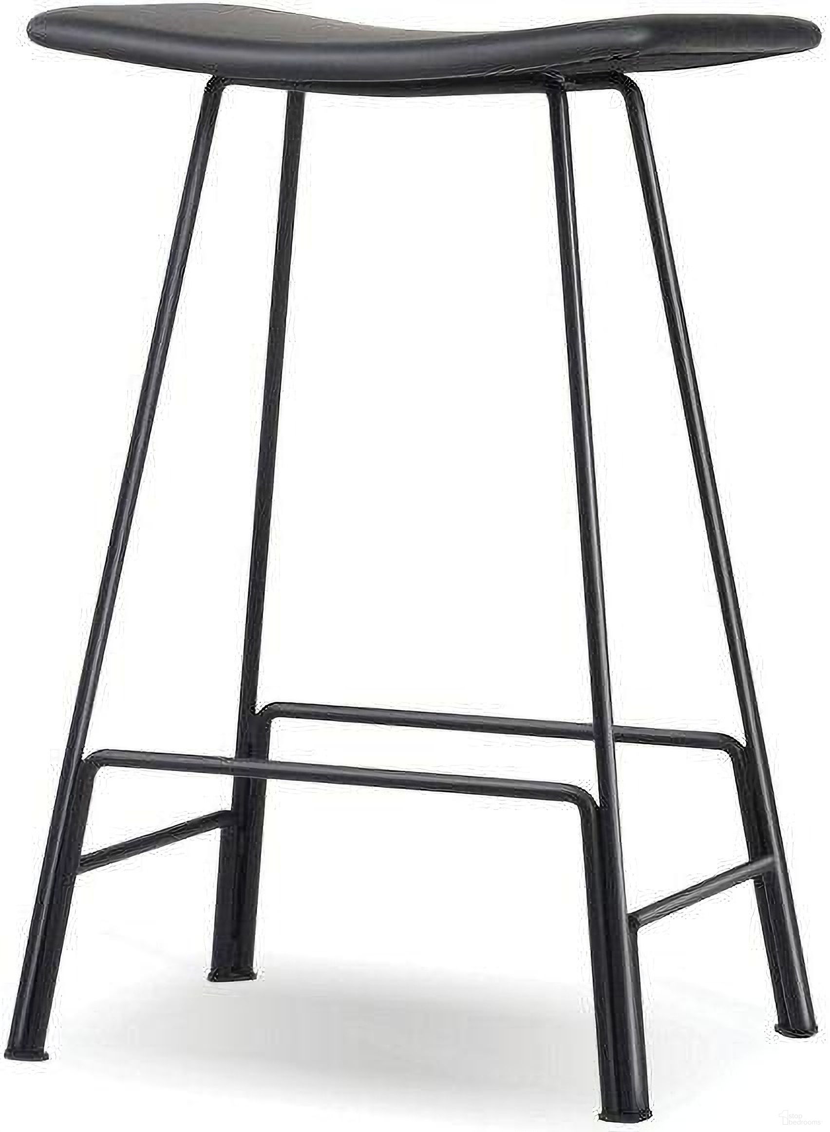 Canaria Black Leather Seat With Black Powder Coated Base Counter Stool