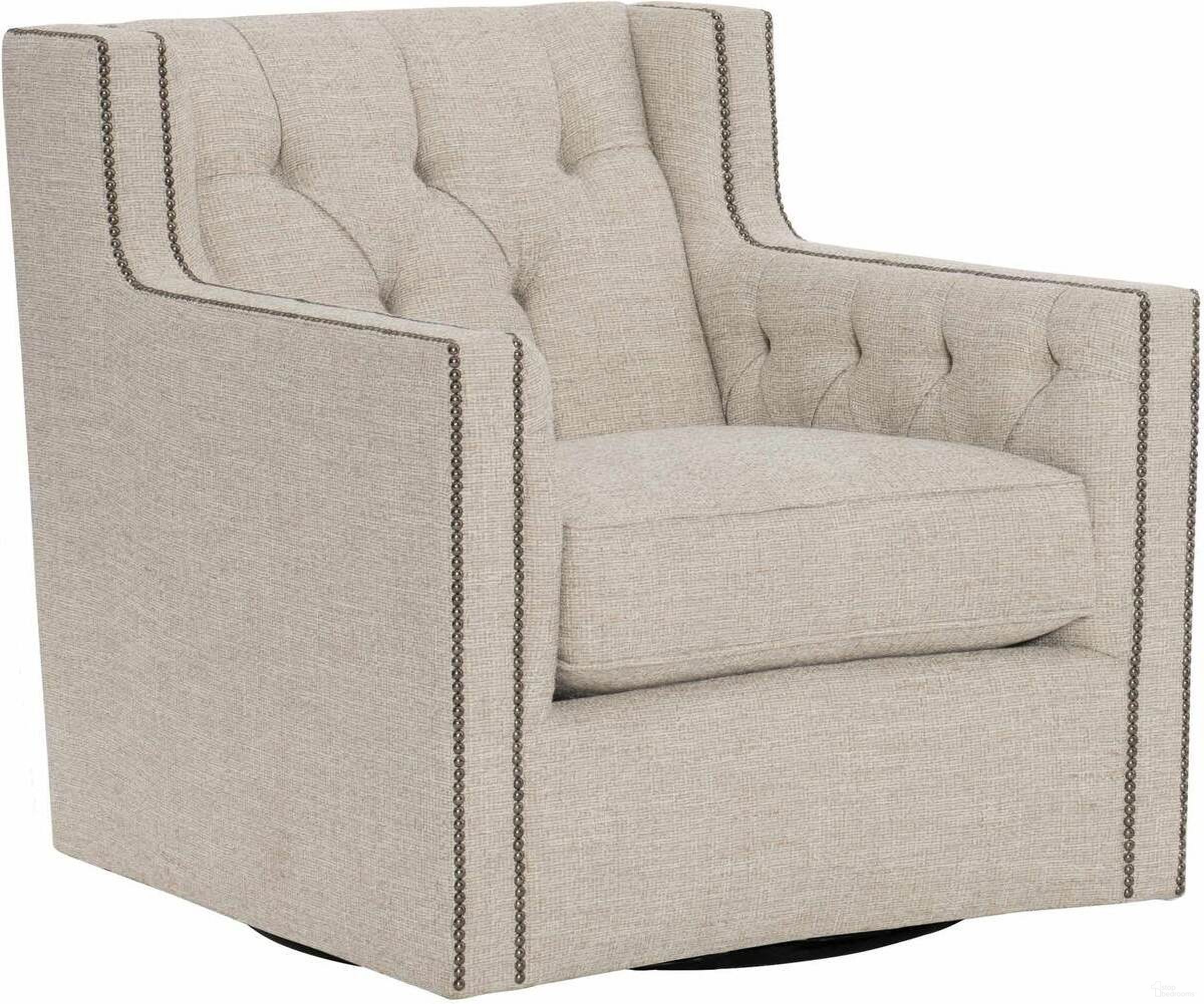 The appearance of Candace Cream Swivel Chair designed by Bernhardt in the modern / contemporary interior design. This cream woven piece of furniture was selected by 1StopBedrooms from Candace Collection to add a touch of cosiness and style into your home. Sku: B7272SC. Material: Wood. Upholstery Material: Woven Fabric.