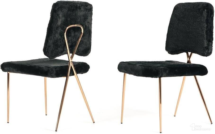 The appearance of Candace Modern Black Faux Fur Dining Chair Set Of 2 designed by VIG Furniture in the modern / contemporary interior design. This black piece of furniture was selected by 1StopBedrooms from to add a touch of cosiness and style into your home. Sku: VGVCB815-BLK. Material: Stainless Steel. Chair Type: Side Chair.