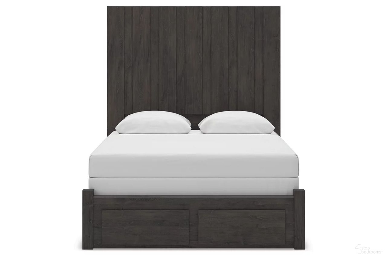The appearance of Candanew Queen Panel Storage Bed In Charcoal designed by Signature Design by Ashley in the transitional interior design. This charcoal piece of furniture  was selected by 1StopBedrooms from Candanew Collection to add a touch of cosiness and style into your home. Sku: NCB3370-54S;NCB3370-57;NCB3370-61;NCB3370-96. Bed Type: Storage Bed. Material: Wood. Bed Size: Queen.