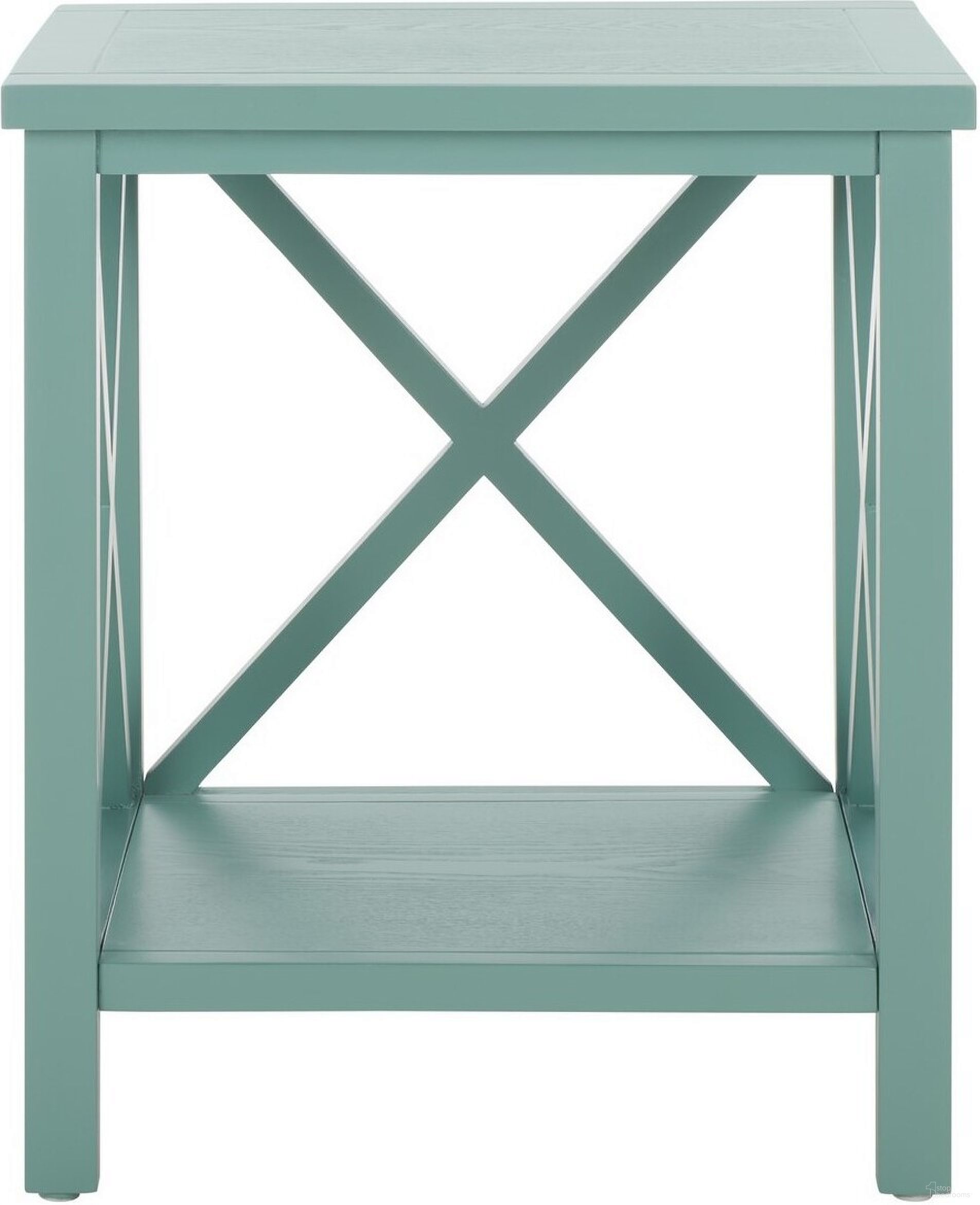 The appearance of Candence Dusty Green End Table designed by Safavieh in the transitional interior design. This green piece of furniture  was selected by 1StopBedrooms from Candence Collection to add a touch of cosiness and style into your home. Sku: AMH6523E. Material: Wood.