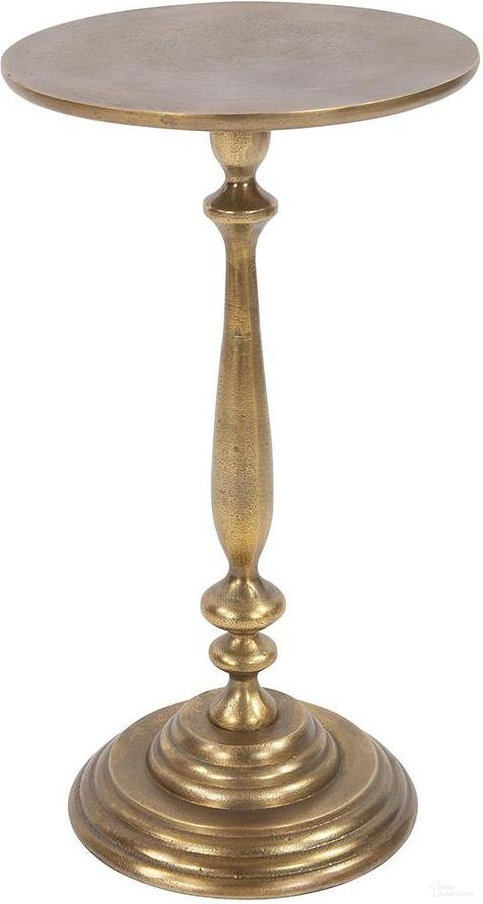 The appearance of Candlestick Martini Table In Antique Brass designed by Howard Elliott in the modern / contemporary interior design. This brass piece of furniture  was selected by 1StopBedrooms from  to add a touch of cosiness and style into your home. Sku: 23034. Material: Aluminum.