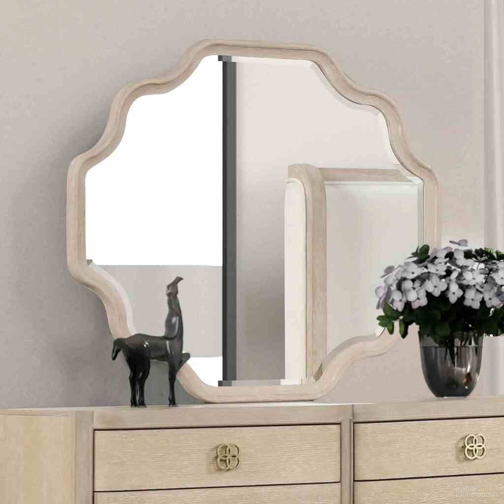 The appearance of Candra Mirror In Natural Oak designed by Furniture of America in the transitional interior design. This natural oak piece of furniture was selected by 1StopBedrooms from Candra Collection to add a touch of cosiness and style into your home. Sku: FM7424AK-M. Material: Solid Wood.