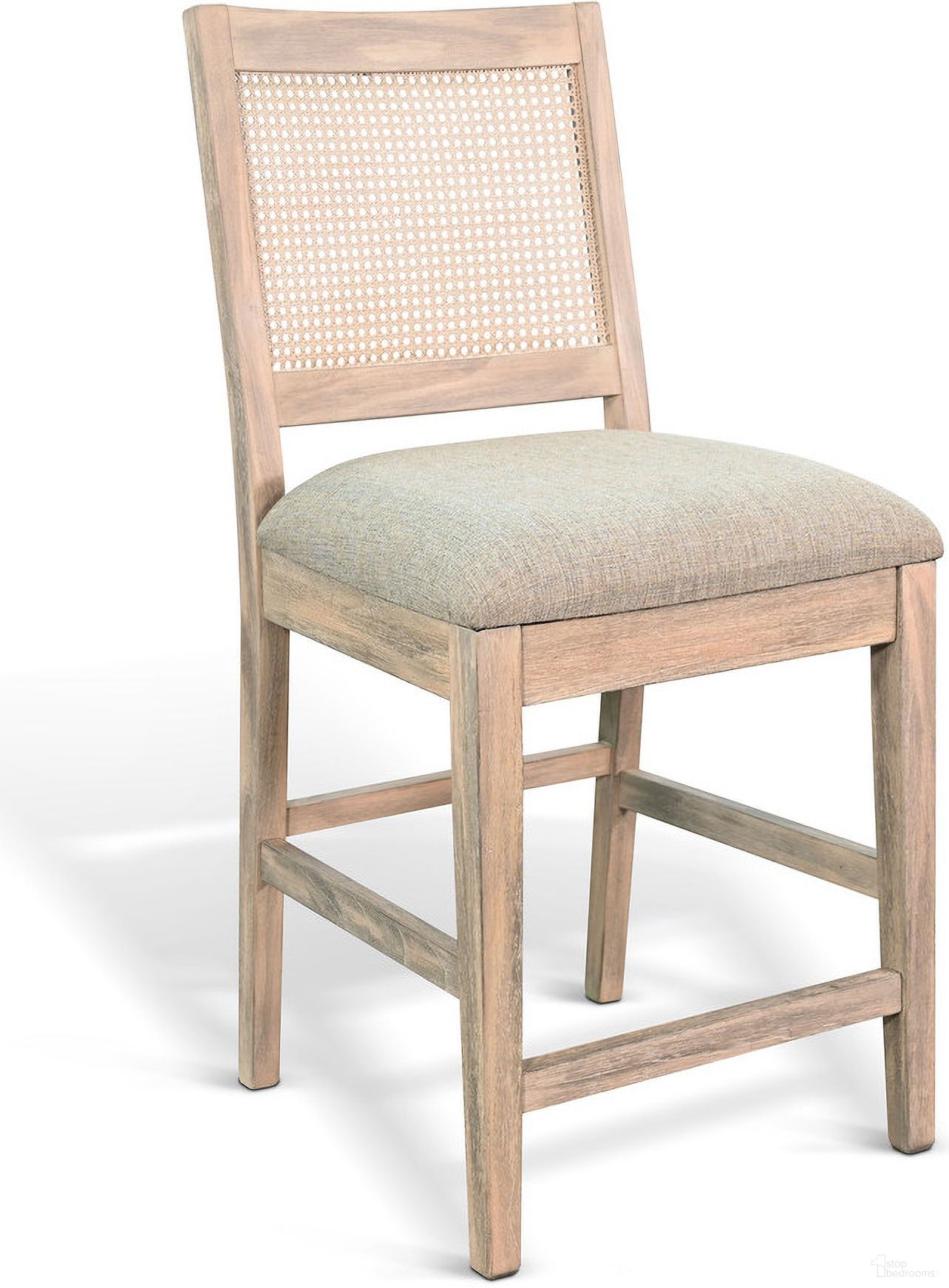 The appearance of Cane Back Cushion Seat Counter Stool In Wheat designed by Sunny Designs in the modern / contemporary interior design. This wheat piece of furniture was selected by 1StopBedrooms from to add a touch of cosiness and style into your home. Sku: 1426WE-24. Material: Solid Wood.