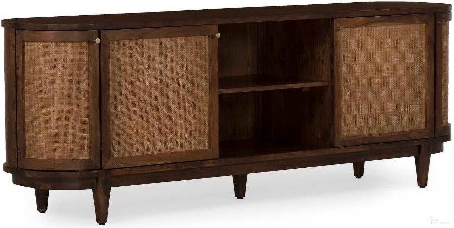 The appearance of Canggu Brown 84 Inch Media Stand designed by Union Home Furniture in the transitional interior design. This brown piece of furniture  was selected by 1StopBedrooms from Canggu Collection to add a touch of cosiness and style into your home. Sku: LVR00247. Material: Acacia.