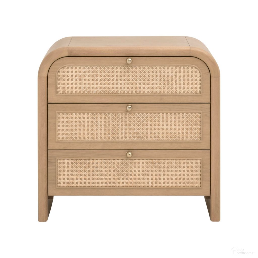 The appearance of Cannes 3 Drawer Nightstand In Natural Oak designed by Essentials For Living in the transitional interior design. This natural oak piece of furniture was selected by 1StopBedrooms from Bronze Bay Collection to add a touch of cosiness and style into your home. Sku: 5280.NAT-OAK. Material: Solid Oak.