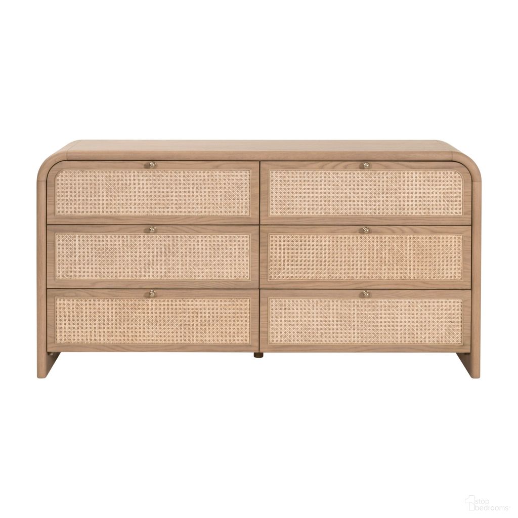 The appearance of Cannes 6 Drawer Double Dresser In Natural Oak designed by Essentials For Living in the transitional interior design. This natural oak piece of furniture was selected by 1StopBedrooms from Bronze Bay Collection to add a touch of cosiness and style into your home. Sku: 5282.NAT-OAK. Material: Solid Oak.