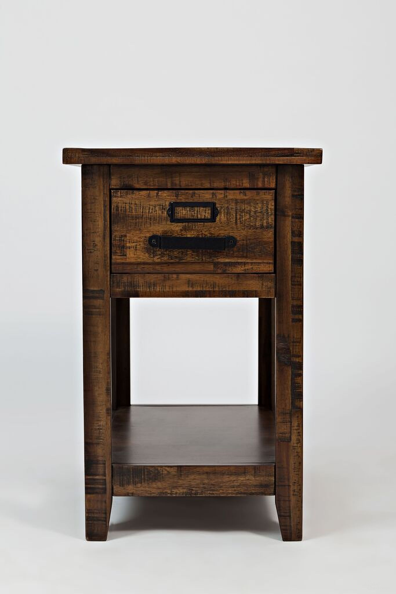 The appearance of Cannon Valley 1 Drawer Chairside Table In Medium Brown designed by Jofran in the transitional interior design. This medium brown piece of furniture  was selected by 1StopBedrooms from Cannon Valley Collection to add a touch of cosiness and style into your home. Sku: 1510-7. Material: Acacia.
