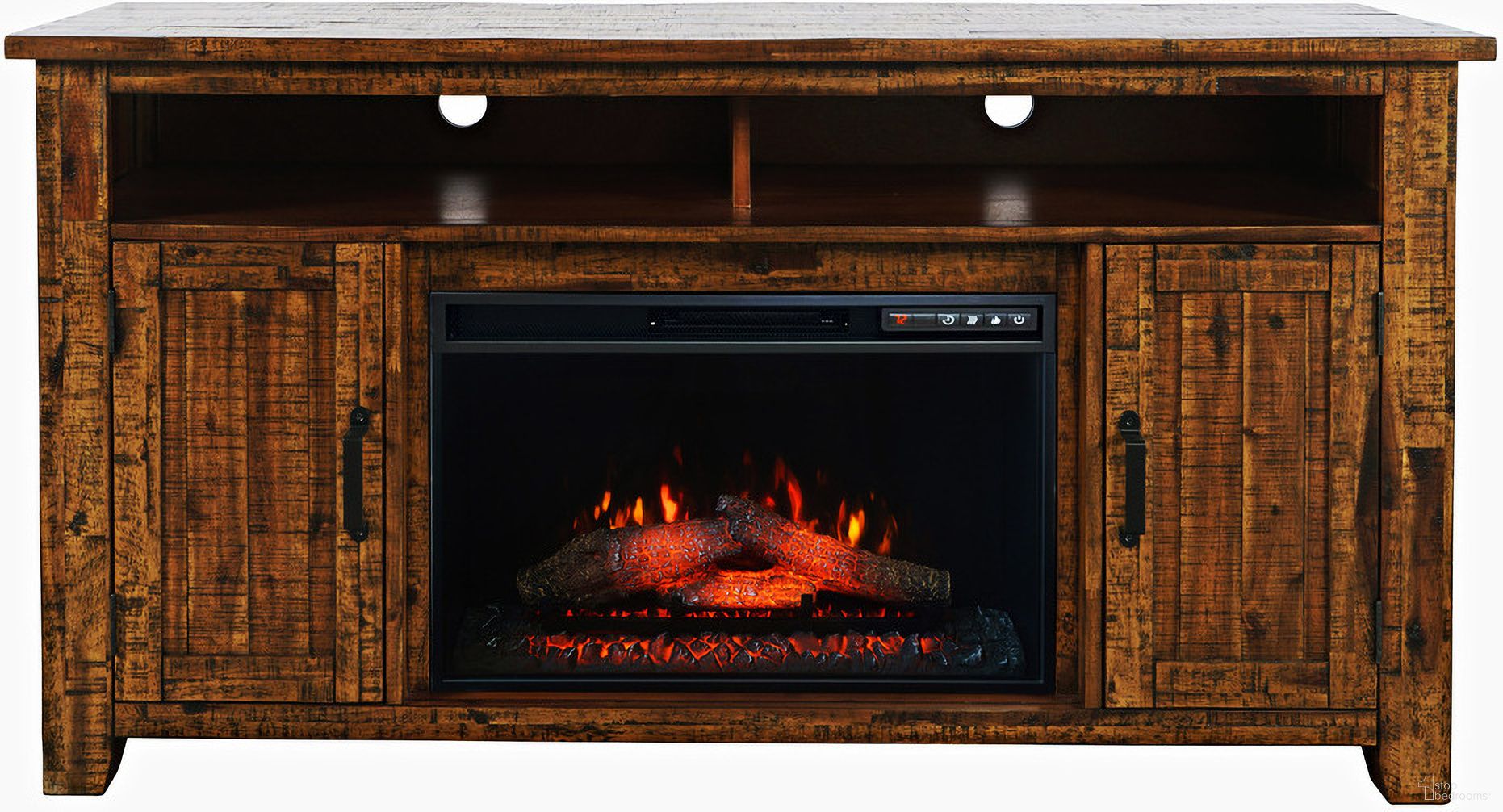 The appearance of Cannon Valley 60 Inch Storage Console TV Stand with Electric Fireplace In Distressed Brown designed by Jofran in the industrial interior design. This distressed brown piece of furniture was selected by 1StopBedrooms from Cannon Valley Collection to add a touch of cosiness and style into your home. Sku: 1510-FP6032R. Material: Acacia.