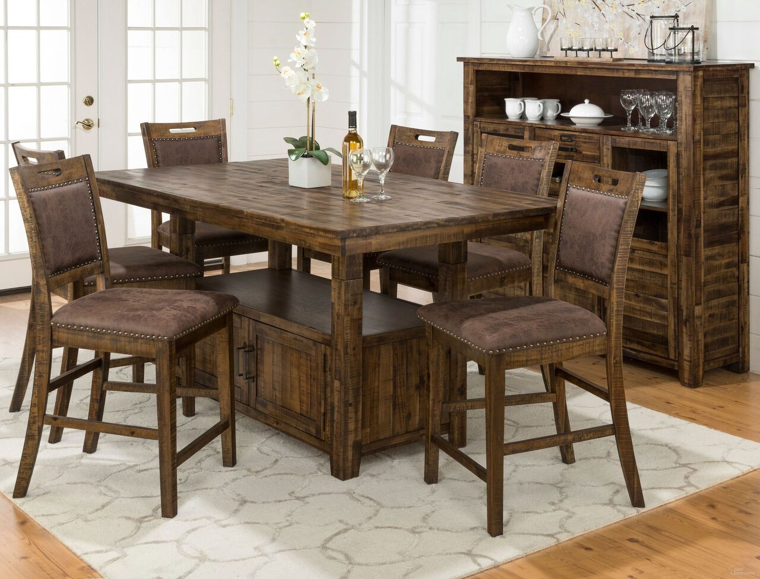 The appearance of Cannon Valley 72 Inch Dining Room Set In Medium Brown with Upholstered Dining Chairs designed by Jofran in the rustic / southwestern interior design. This medium brown piece of furniture was selected by 1StopBedrooms from Cannon Valley Collection to add a touch of cosiness and style into your home. Sku: 1511-72T;1511-72B;1511-380KD;1511-380KD;1511-380KD. Material: Acacia.