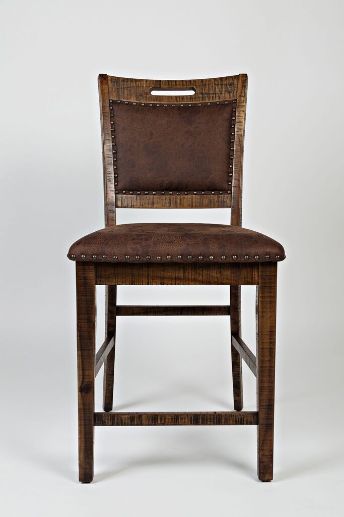The appearance of Cannon Valley Nailhead Trim Upholstered Back Counter Stool Set of 2 In Medium Brown designed by Jofran in the transitional interior design. This medium brown piece of furniture was selected by 1StopBedrooms from Cannon Valley Collection to add a touch of cosiness and style into your home. Sku: 1511-BS380KD. Material: Acacia.