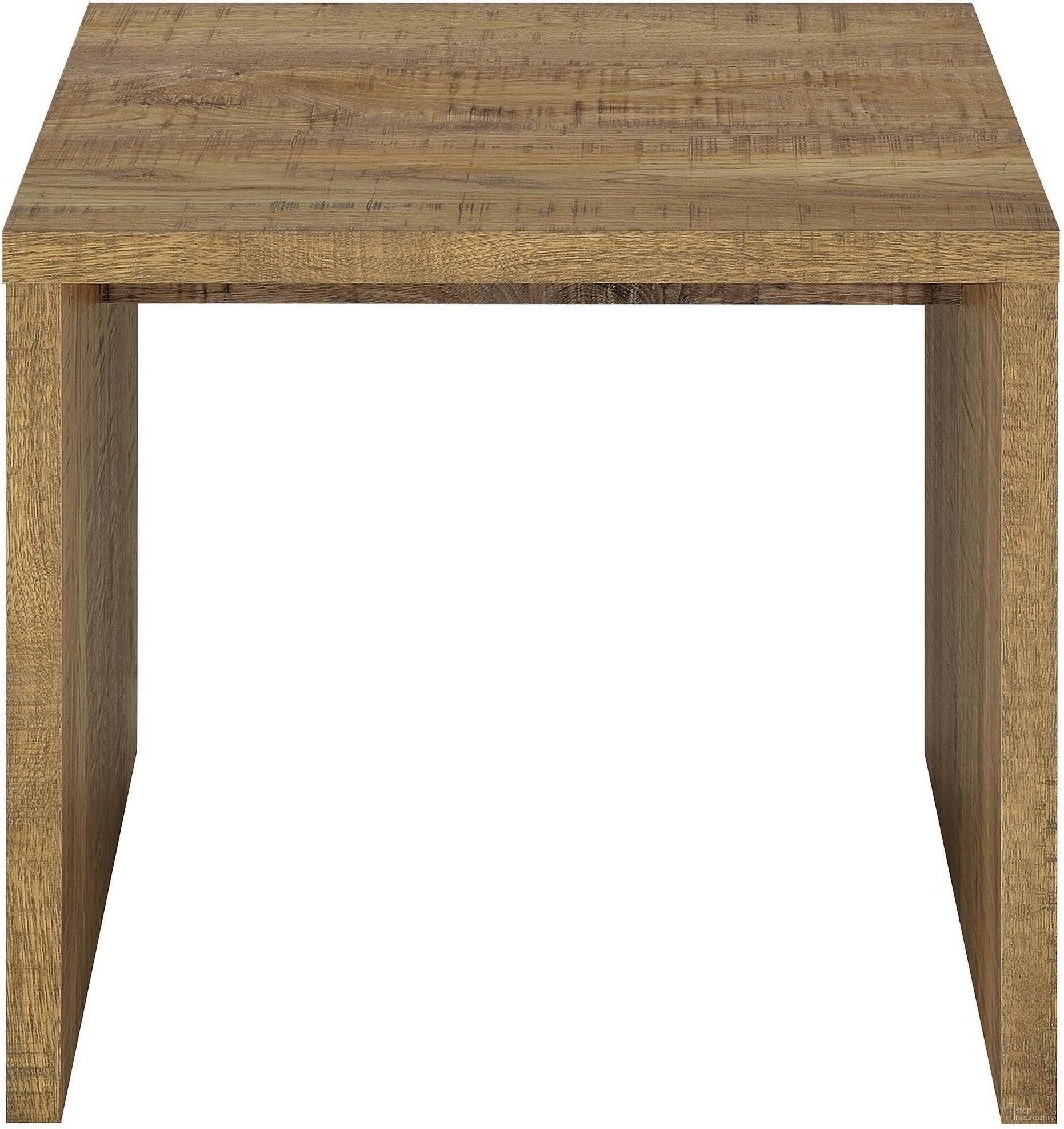 The appearance of Canoga Engineered Wood Accent Side End Table In Mango designed by Coaster in the rustic / southwestern interior design. This mango piece of furniture  was selected by 1StopBedrooms from Canoga Collection to add a touch of cosiness and style into your home. Sku: 706357. Material: Melamine.