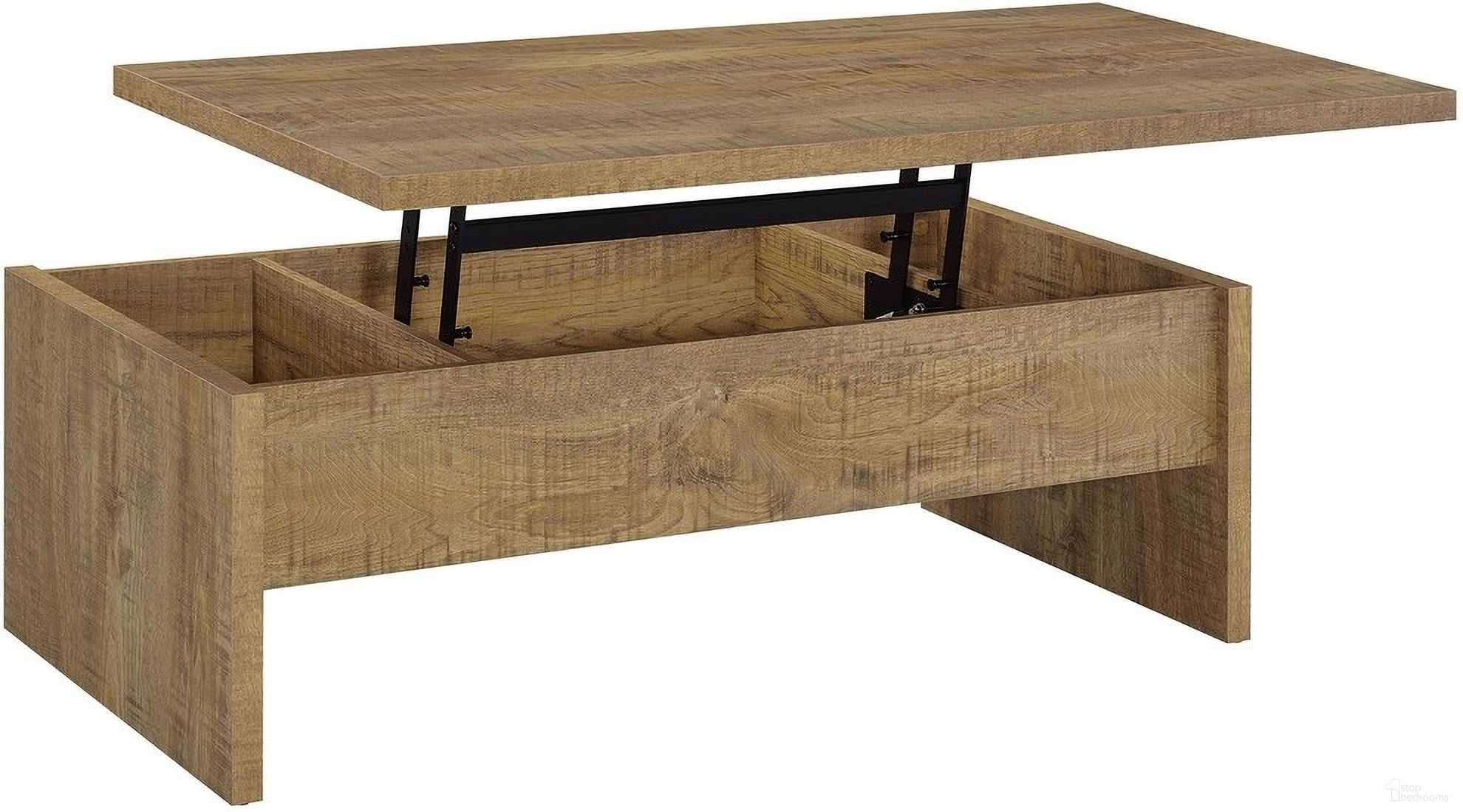 The appearance of Canoga Engineered Wood Lift Top Cocktail Coffee Table In Mango designed by Coaster in the rustic / southwestern interior design. This mango piece of furniture  was selected by 1StopBedrooms from Canoga Collection to add a touch of cosiness and style into your home. Sku: 706358. Material: MDF.