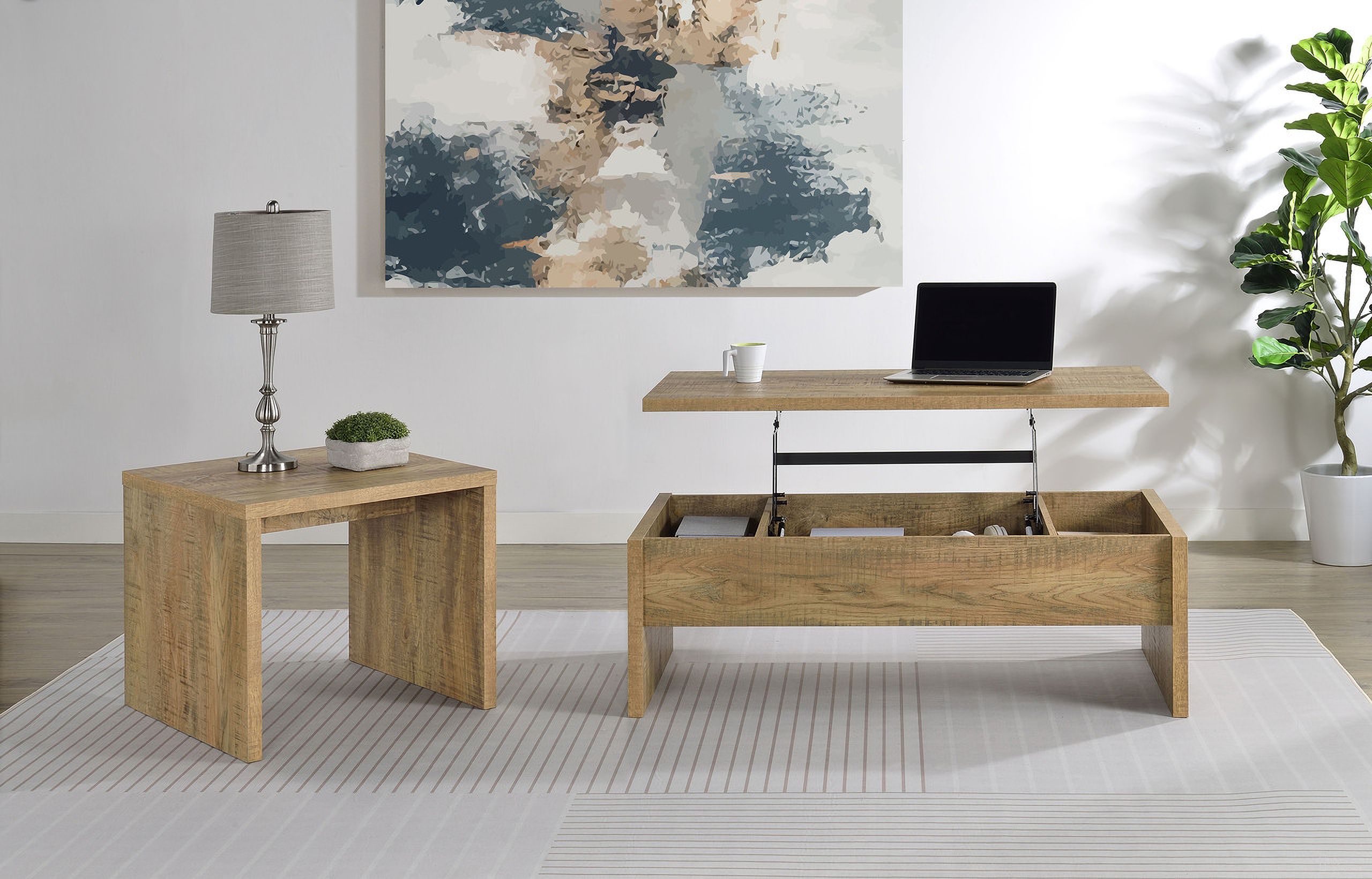 The appearance of Canoga Engineered Wood Occasional Table Set In Mango designed by Coaster in the rustic / southwestern interior design. This mango piece of furniture  was selected by 1StopBedrooms from Canoga Collection to add a touch of cosiness and style into your home. Sku: 706358;706357. Material: MDF.