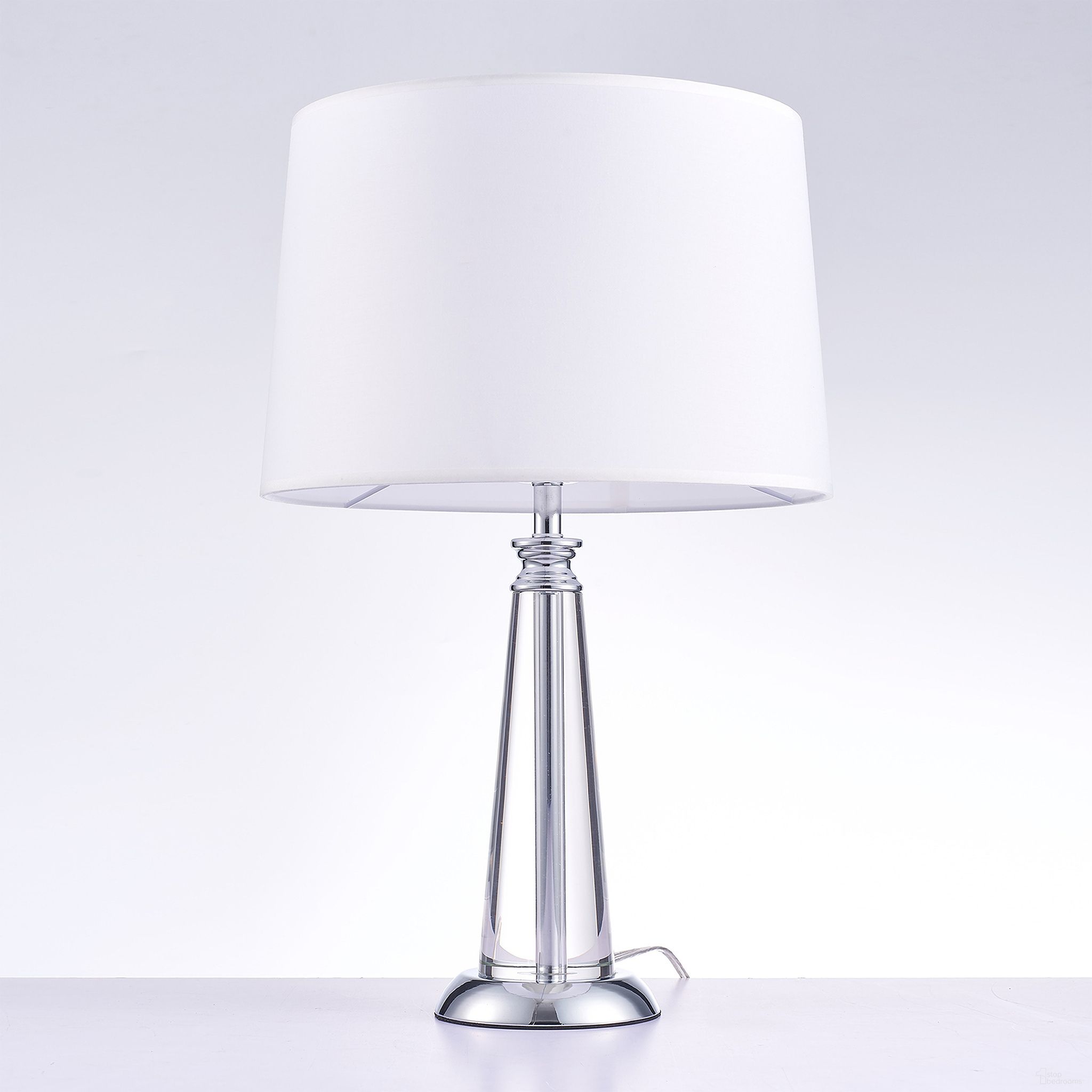 Canova Collection Metal and Crystal Table Lamp Lights In White and Clear
