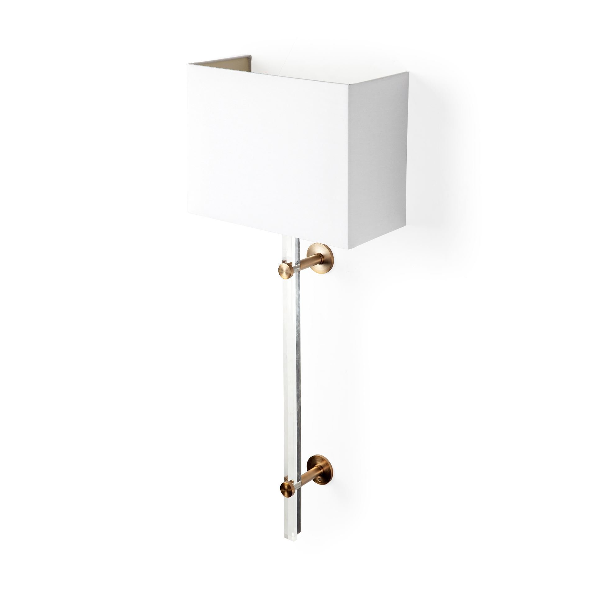 Cantabria 12 x 30 Inch White Shade Acrylic Wall Sconce In Brass by