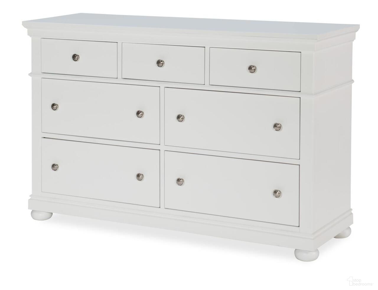The appearance of Canterbury 2.0 7 Drawer Dresser In Natural White designed by Legacy Classic in the traditional interior design. This natural white piece of furniture  was selected by 1StopBedrooms from Canterbury 2.0 Collection to add a touch of cosiness and style into your home. Sku: 3815-1100. Material: Birch Veneer.