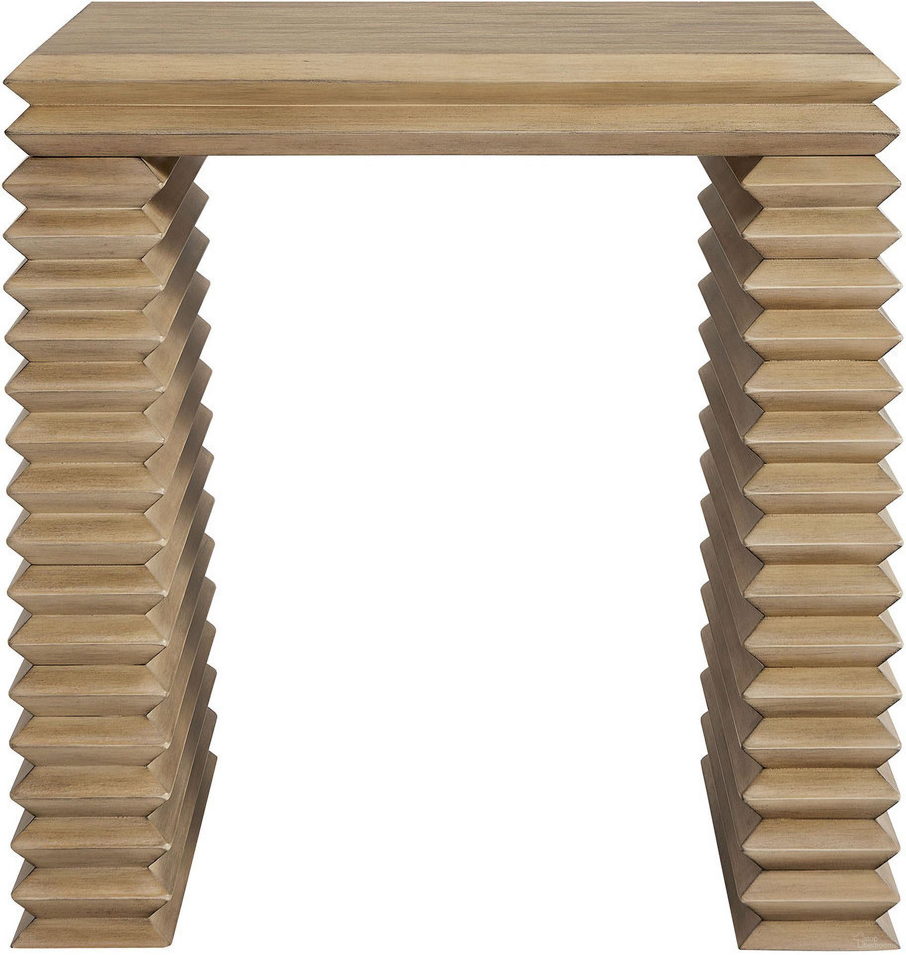 Canto Square 24 Inch Stacked Design End Table In Weathered Oak