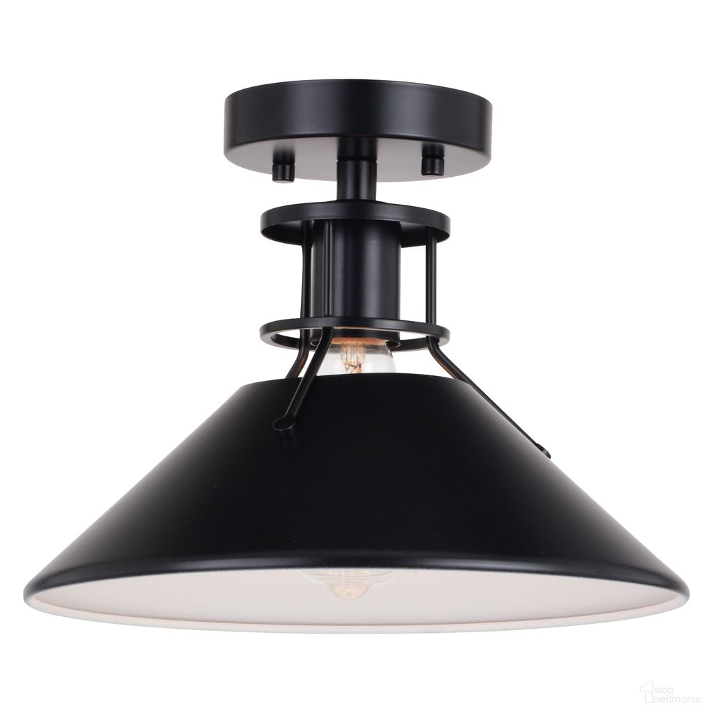Canton 11.5 Inch Semi-Flush Mount In Matte White and Black
