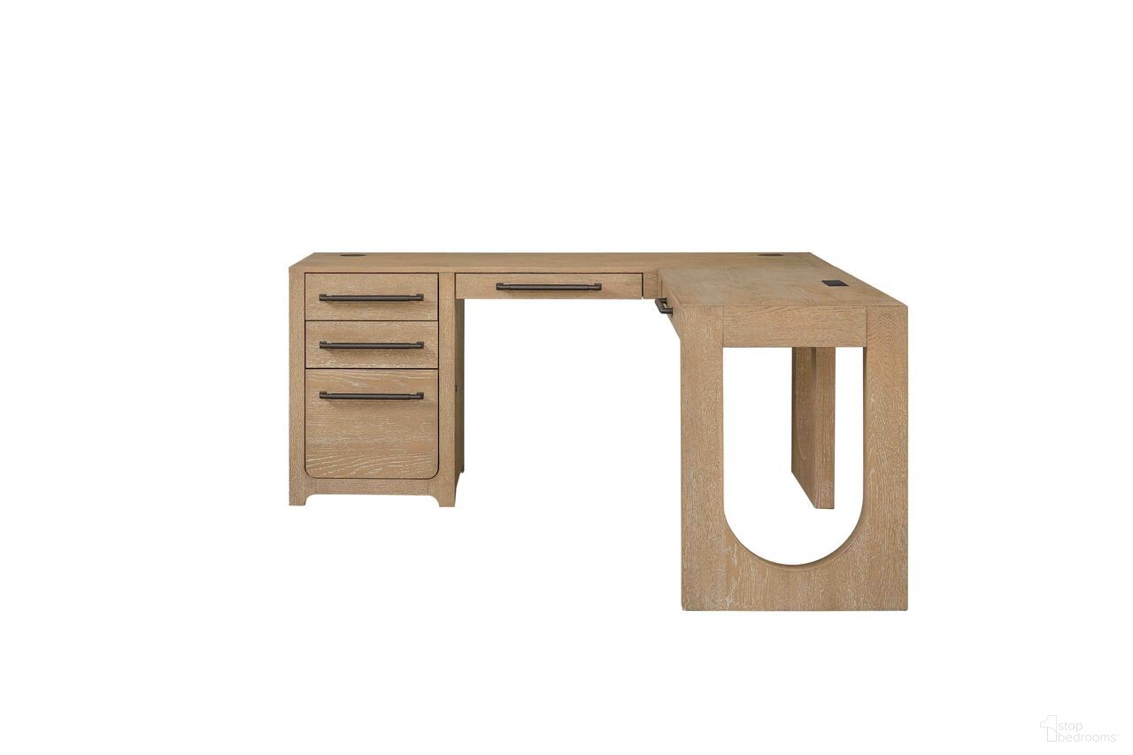 The appearance of Canyon Drive Wood L-Shape Pedestal Desk with RHF Open Return In Light Brown designed by Martin Furniture in the modern / contemporary interior design. This light brown piece of furniture  was selected by 1StopBedrooms from Canyon Drive Collection to add a touch of cosiness and style into your home. Sku: IMCD684. Material: Solid Hardwood & Veneers.