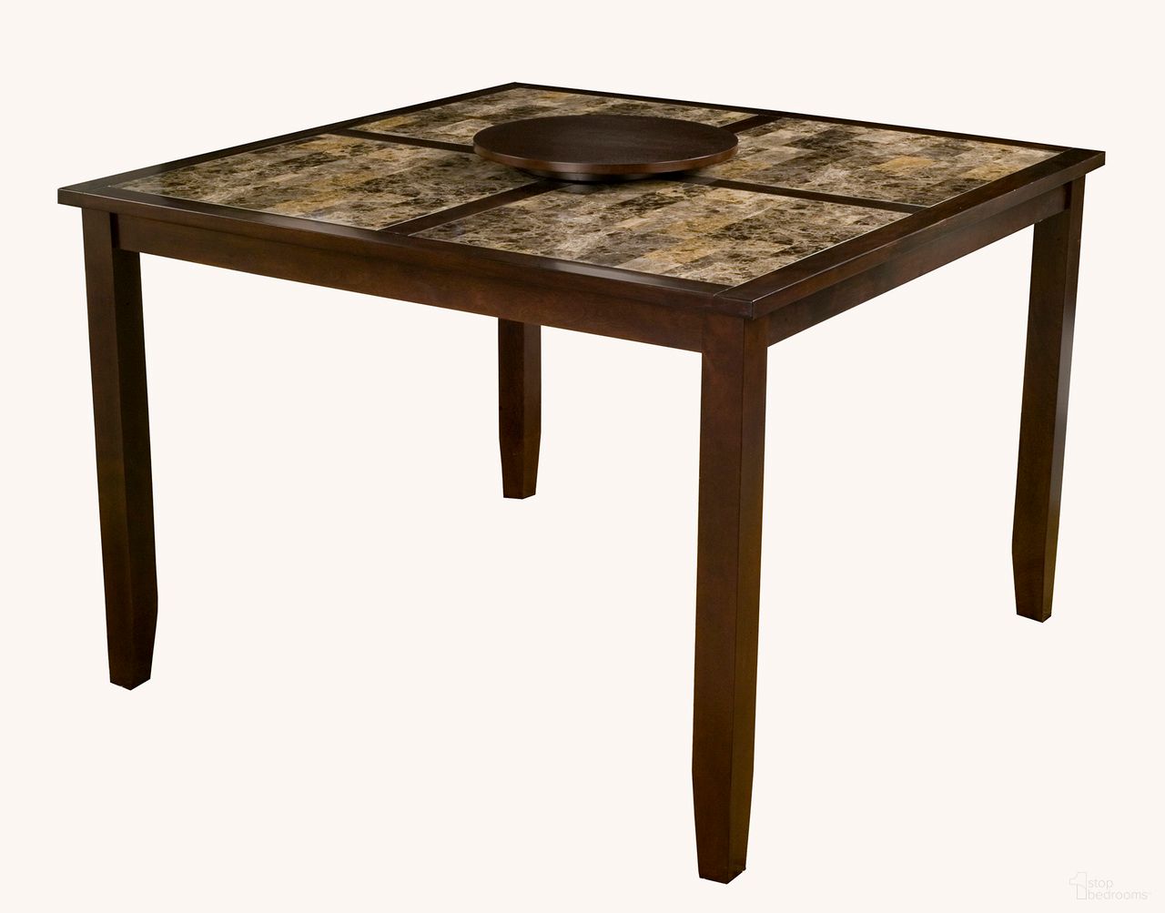 The appearance of Capitola Faux Marble Large Pub Table with Removable 18 Inch Lazy Susan In Espresso designed by Alpine in the traditional interior design. This espresso piece of furniture was selected by 1StopBedrooms from Capitola Collection to add a touch of cosiness and style into your home. Sku: 554-L. Material: Solid Rubberwood.