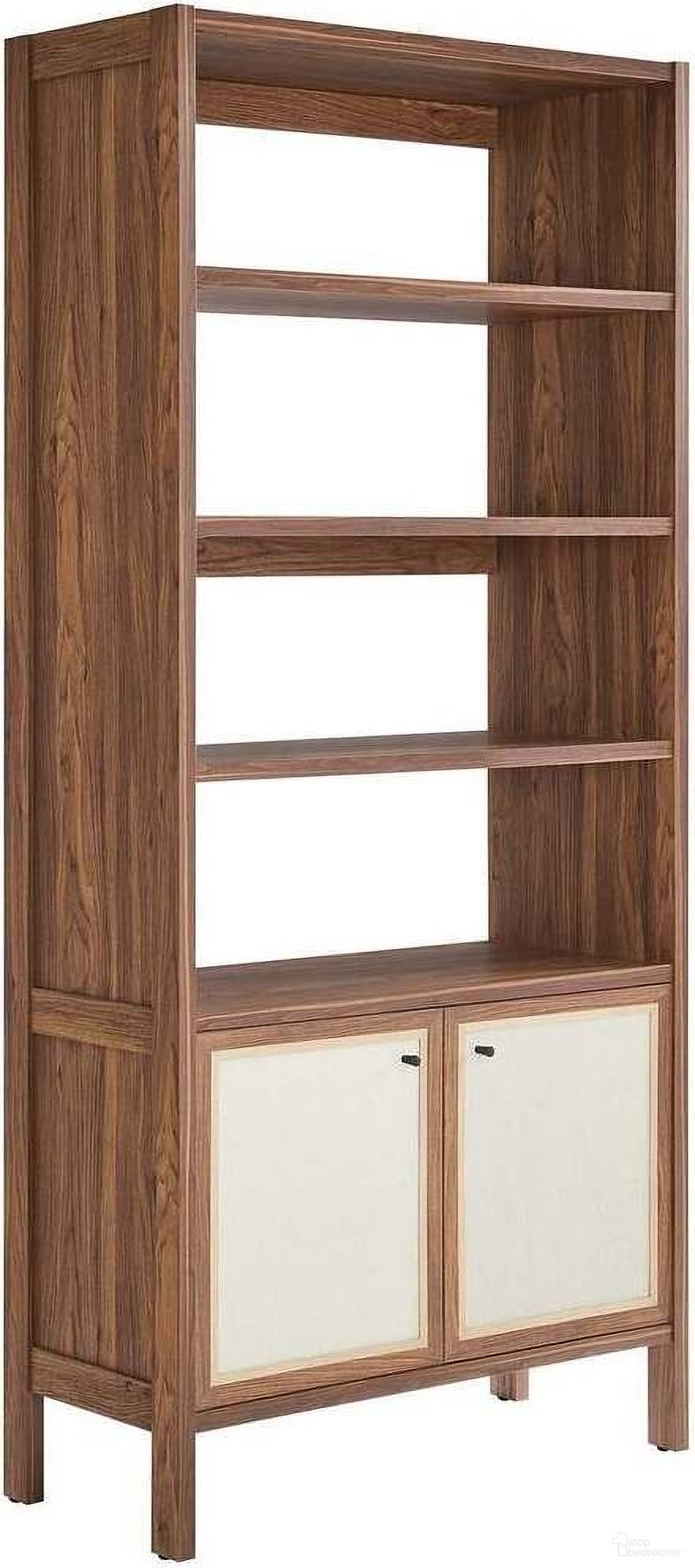 The appearance of Capri 4 Shelf Wood Grain Bookcase In Walnut designed by Modway in the modern / contemporary interior design. This walnut piece of furniture  was selected by 1StopBedrooms from Capri Collection to add a touch of cosiness and style into your home. Sku: EEI-6619-WAL-1;EEI-6619-WAL-2. Material: MDF.