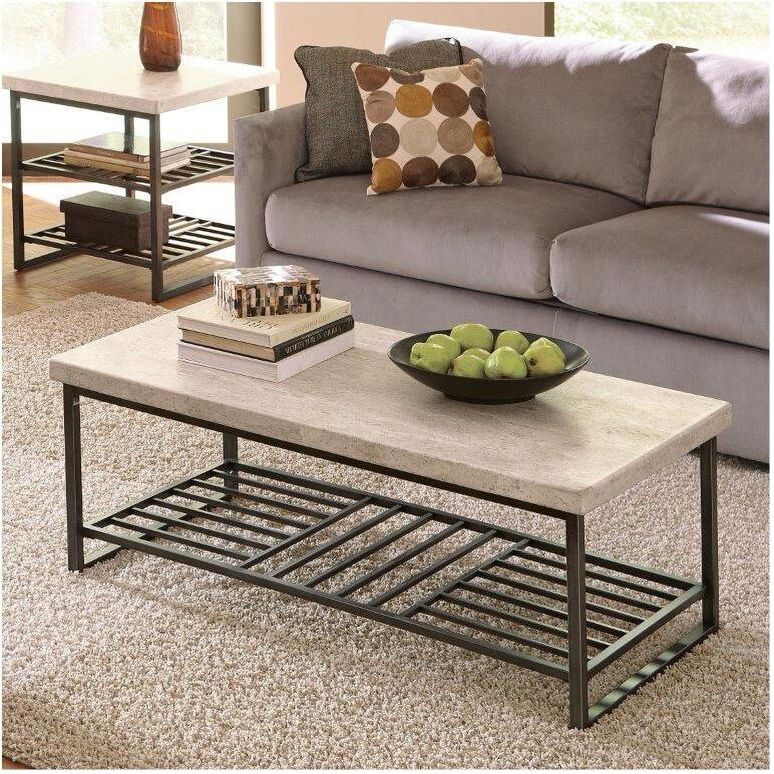 The appearance of Capri Alabaster Travertine Cocktail Table designed by Riverside Furniture in the industrial interior design. This white and black piece of furniture  was selected by 1StopBedrooms from Capri Collection to add a touch of cosiness and style into your home. Sku: 77702.