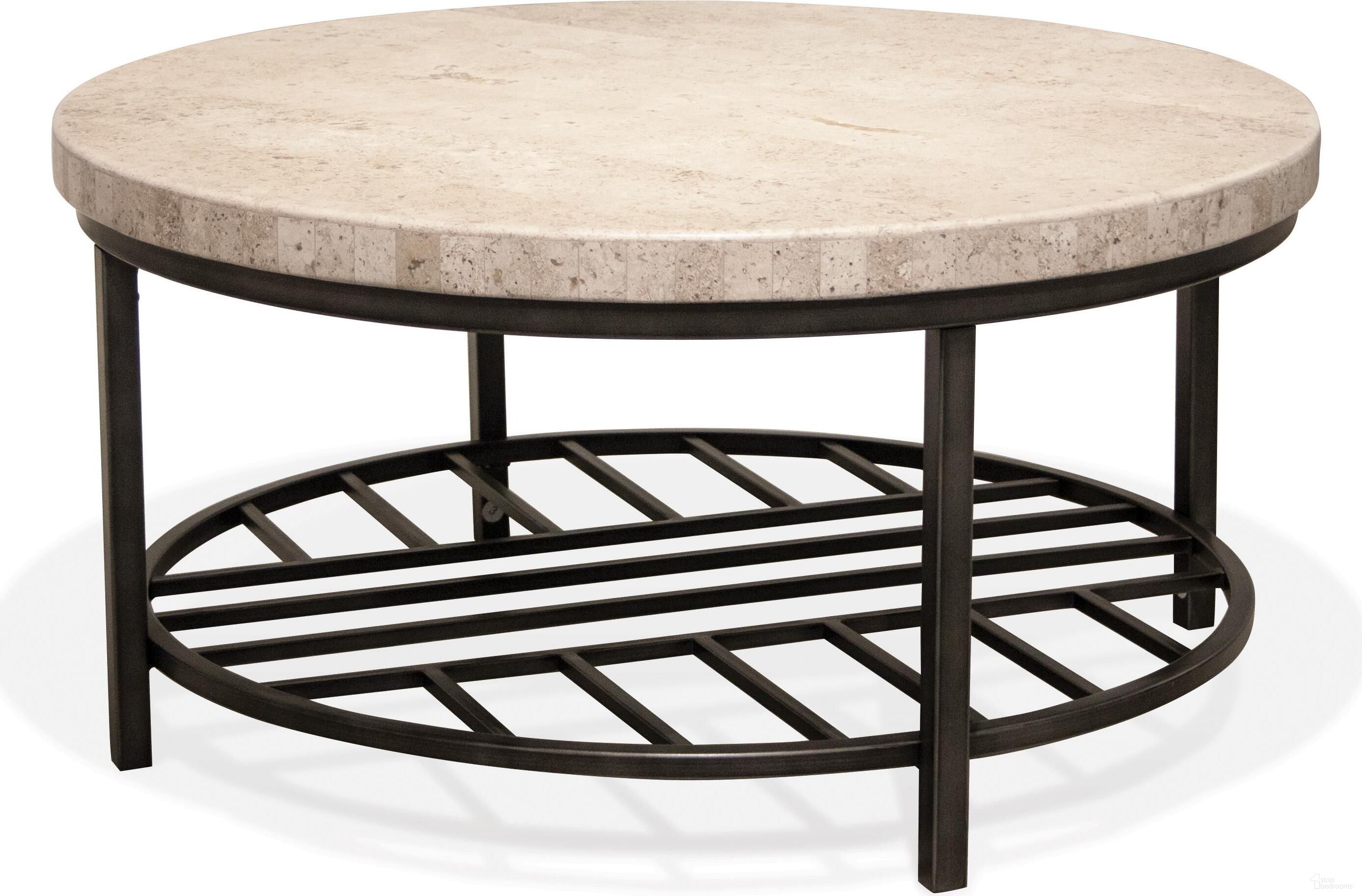 The appearance of Capri Alabaster Travertine Round Cocktail Table designed by Riverside Furniture in the industrial interior design. This white and black piece of furniture  was selected by 1StopBedrooms from Capri Collection to add a touch of cosiness and style into your home. Sku: 77701.
