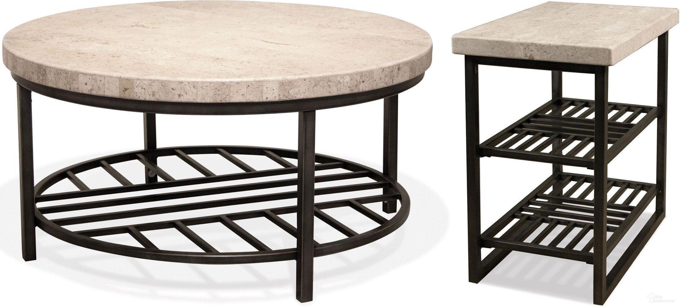 The appearance of Capri Alabaster Travertine Round Occasional Table Set designed by Riverside Furniture in the industrial interior design. This black and white piece of furniture  was selected by 1StopBedrooms from Capri Collection to add a touch of cosiness and style into your home. Sku: 77701;77709. Material: Metal.