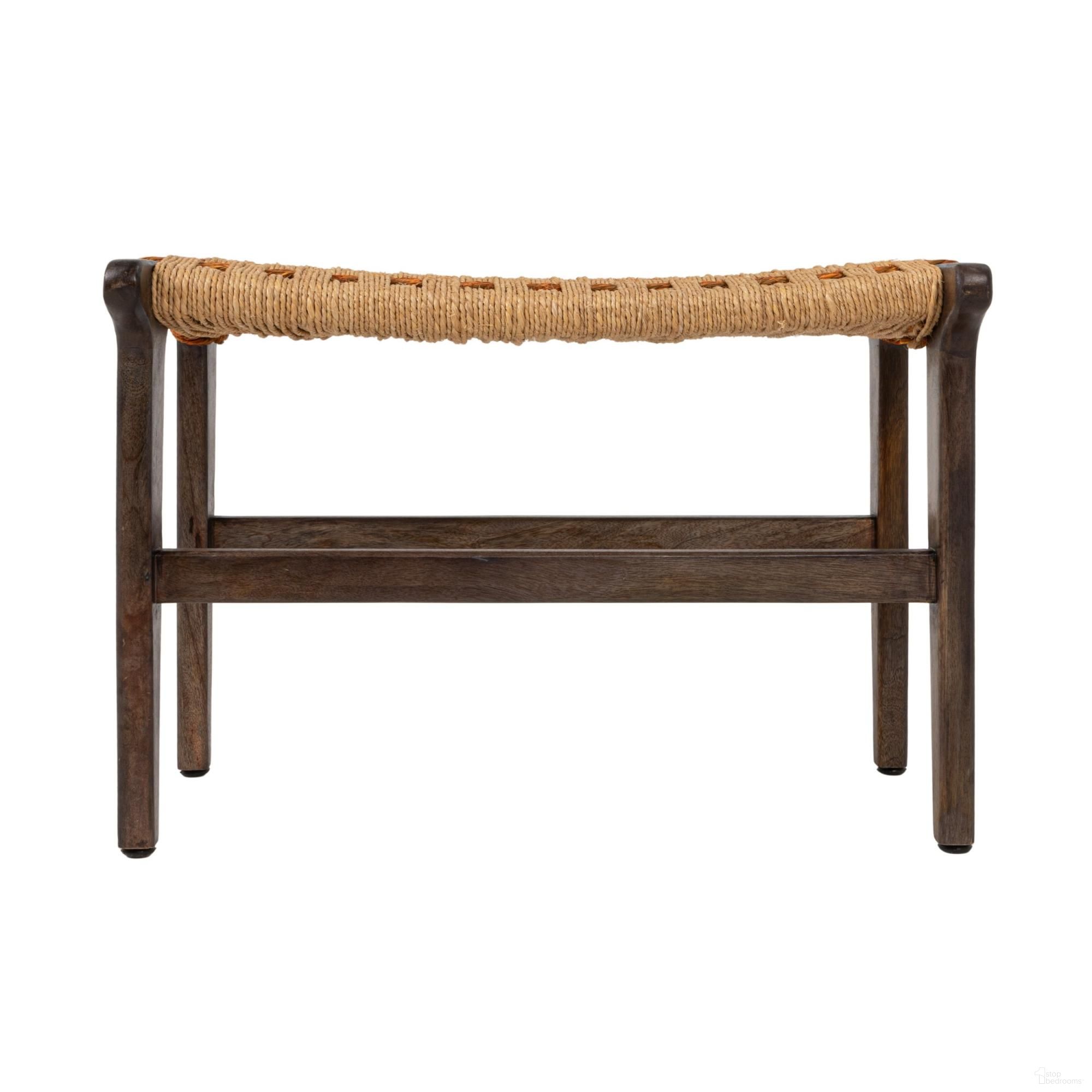 Capri Mango Wood Stool with Jute Seat In Multicolor