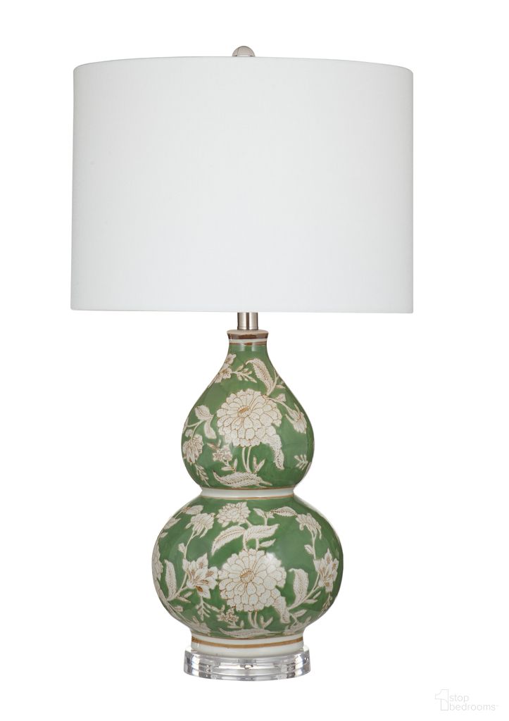 The appearance of Capri Table Lamp In Green designed by Bassett Mirror Company in the traditional interior design. This green piece of furniture was selected by 1StopBedrooms from Capri Collection to add a touch of cosiness and style into your home. Sku: L4737T. Material: Ceramic.