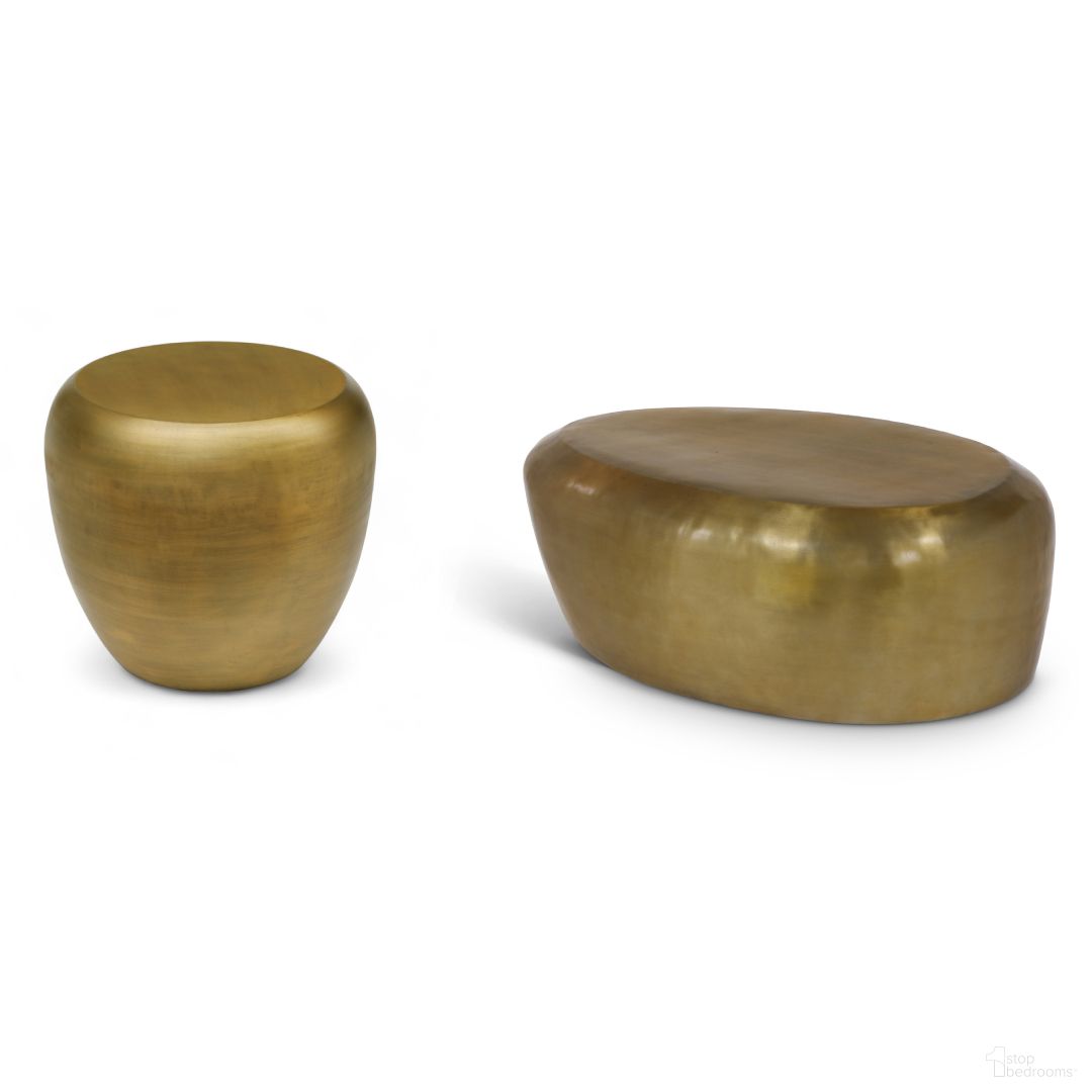 Capsule Aluminum Occasional Table Set In Gold