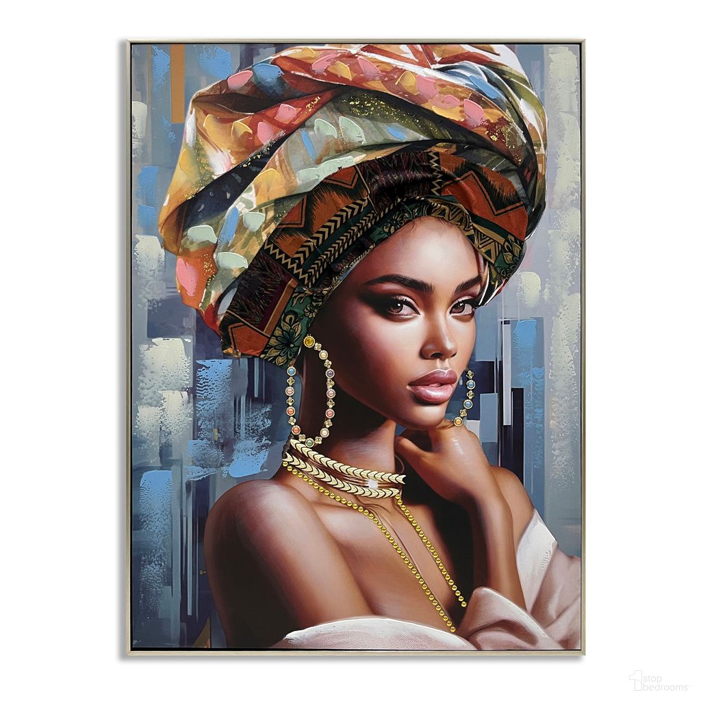 Captivating African Lady Portrait on Canvas Wall Art In Blue