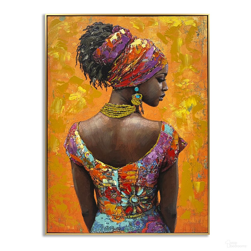 Captivating African Lady with Accents II Canvas Wall Art In Orange