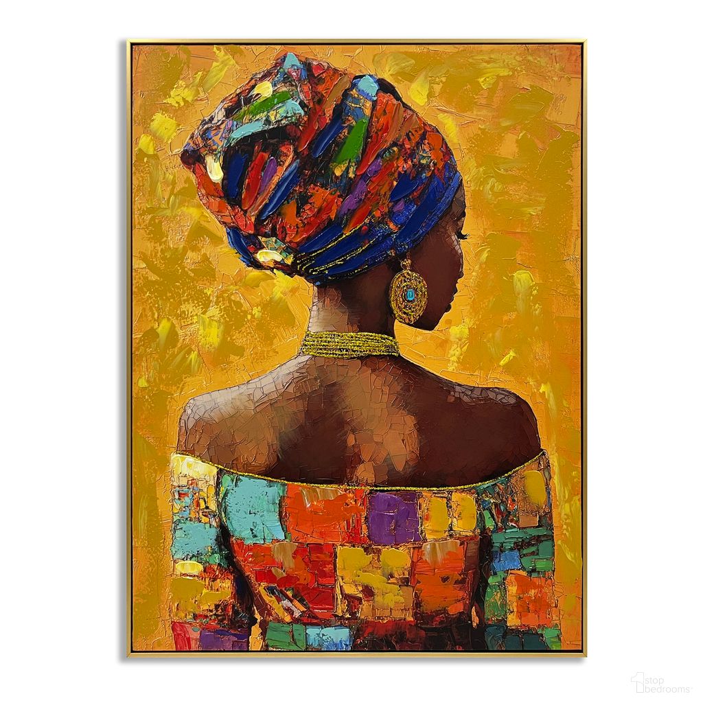 Captivating Elegant African Woman Portrait on Orange Canvas Wall Art In Multi